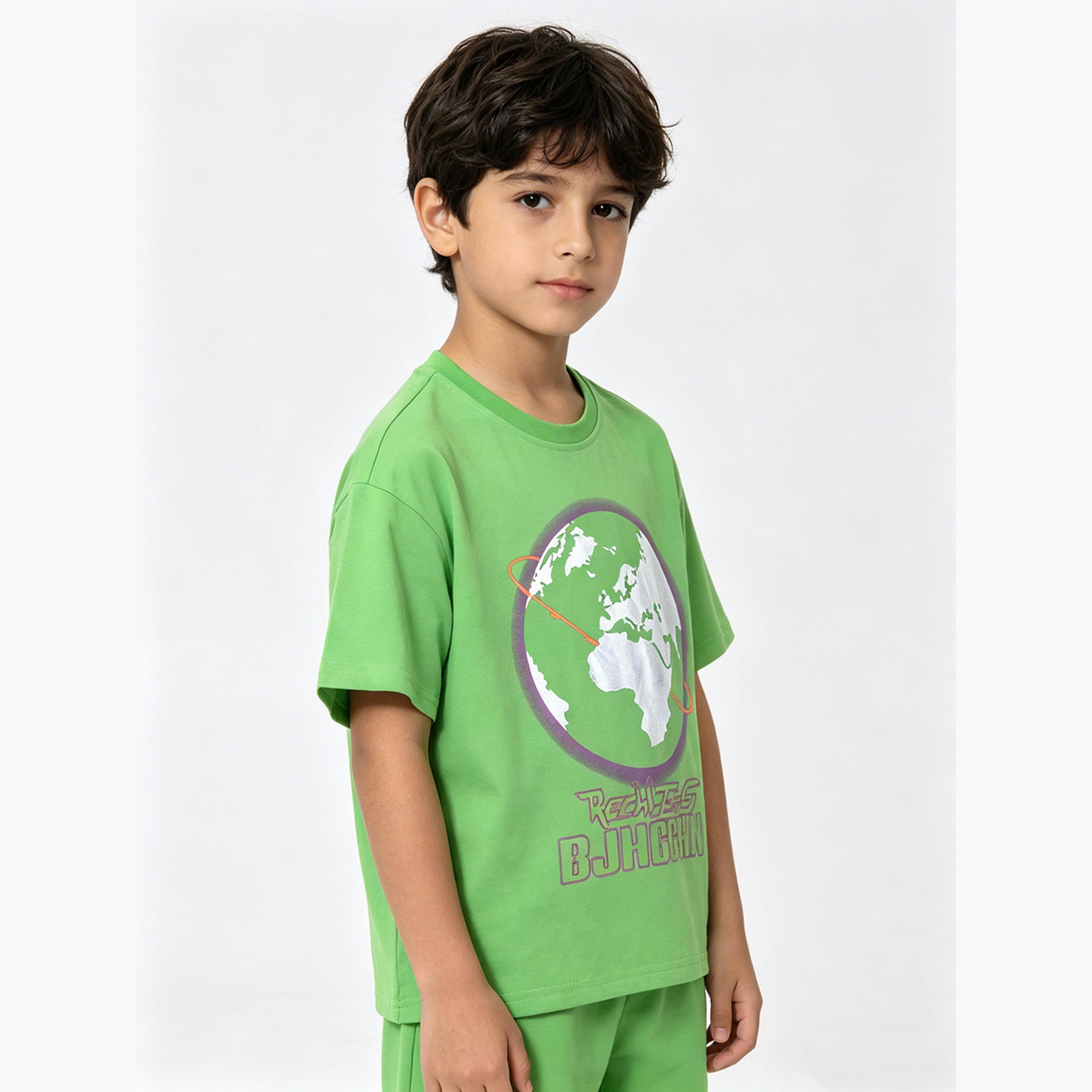 Take Two Boys Green Graphic Cotton Round Neck T-Shirt-boys-clothing-tshirtsandpolos-image-2