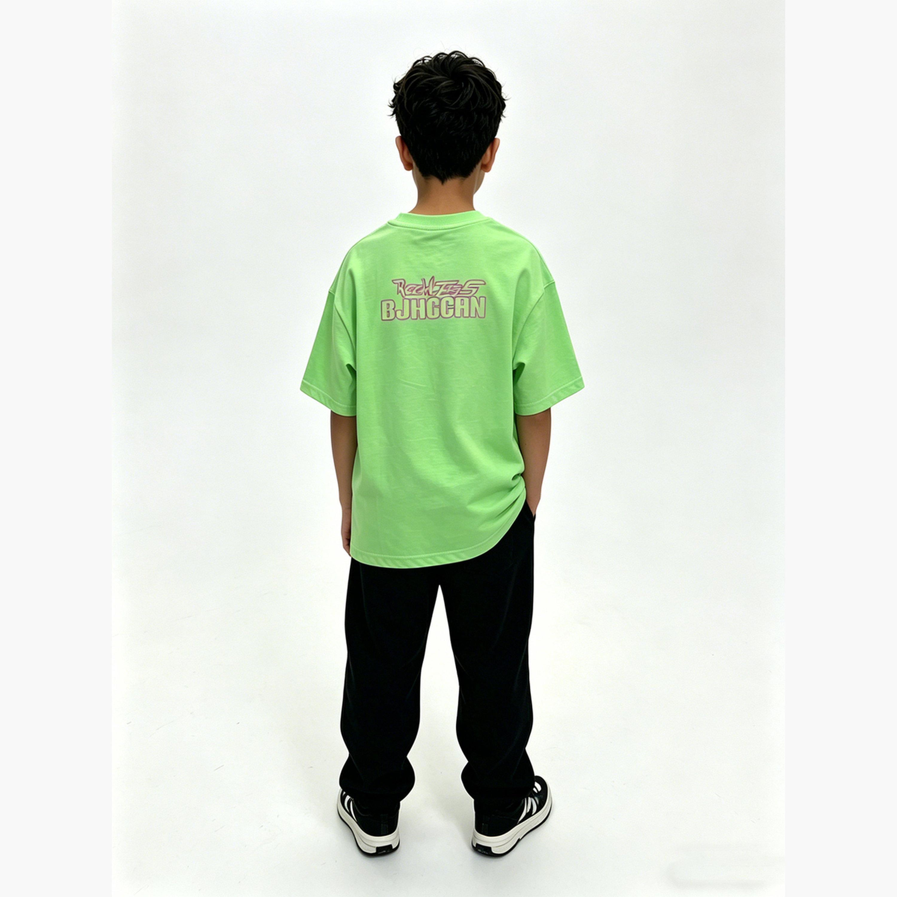Take Two Boys Green Graphic Cotton Round Neck T-Shirt-boys-clothing-tshirtsandpolos-image-3