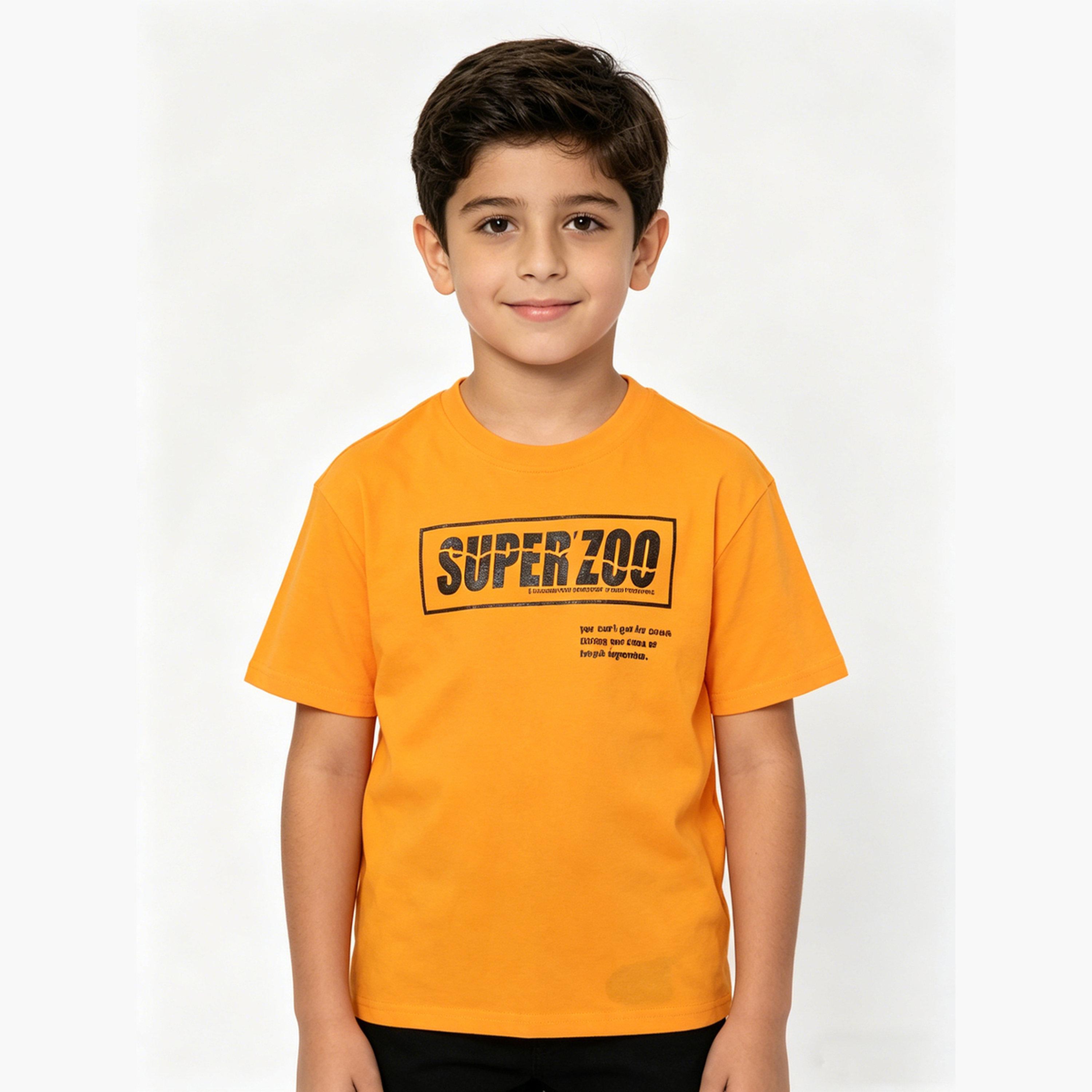 Take Two Boys Orange Graphic Print Cotton Round Neck T-Shirt-boys-clothing-tshirtsandpolos-image-1