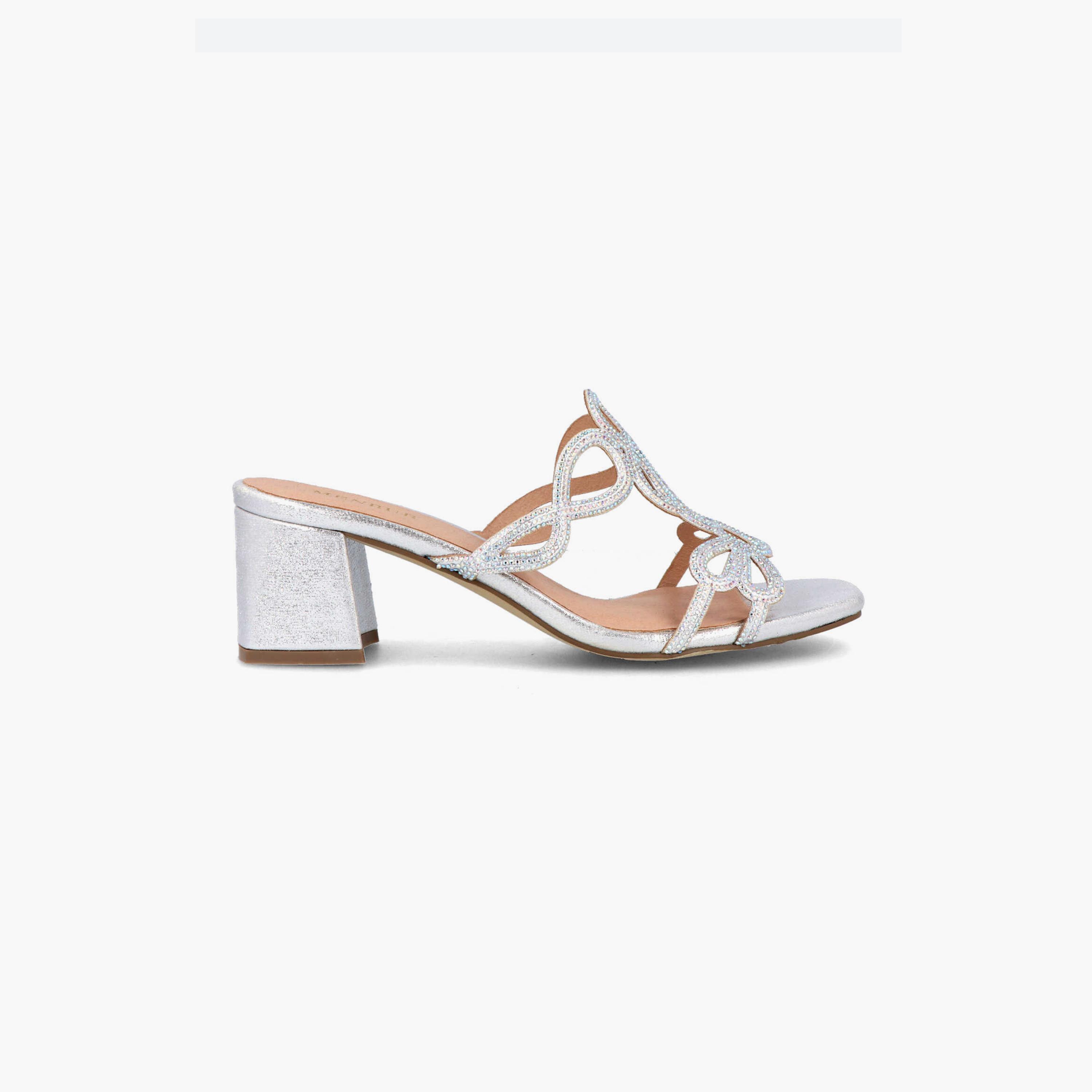Menbur Women's Metallic Block Heels with Embellishment | 21227-women-shoes-heels-image-1