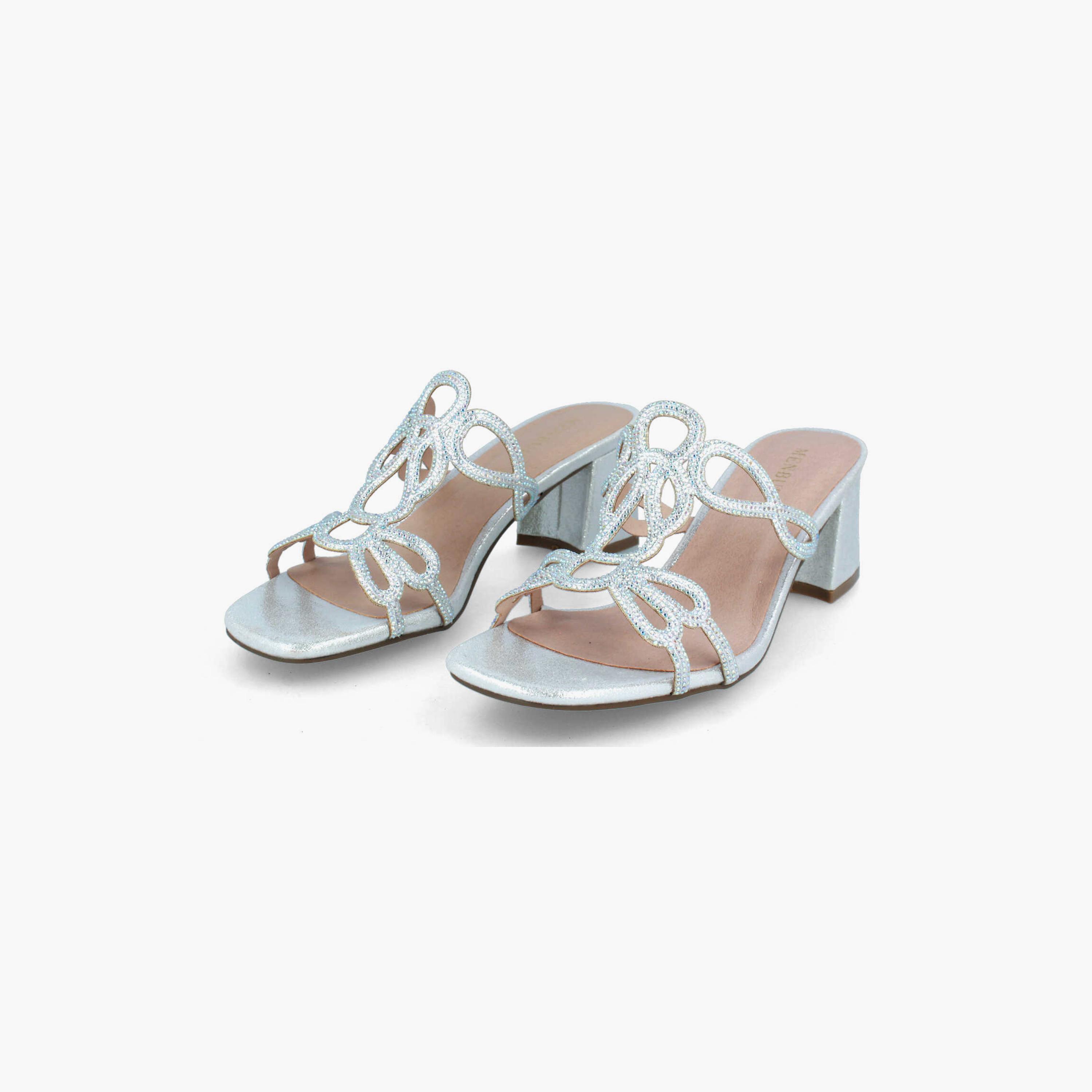 Menbur Women's Metallic Block Heels with Embellishment | 21227-women-shoes-heels-image-2