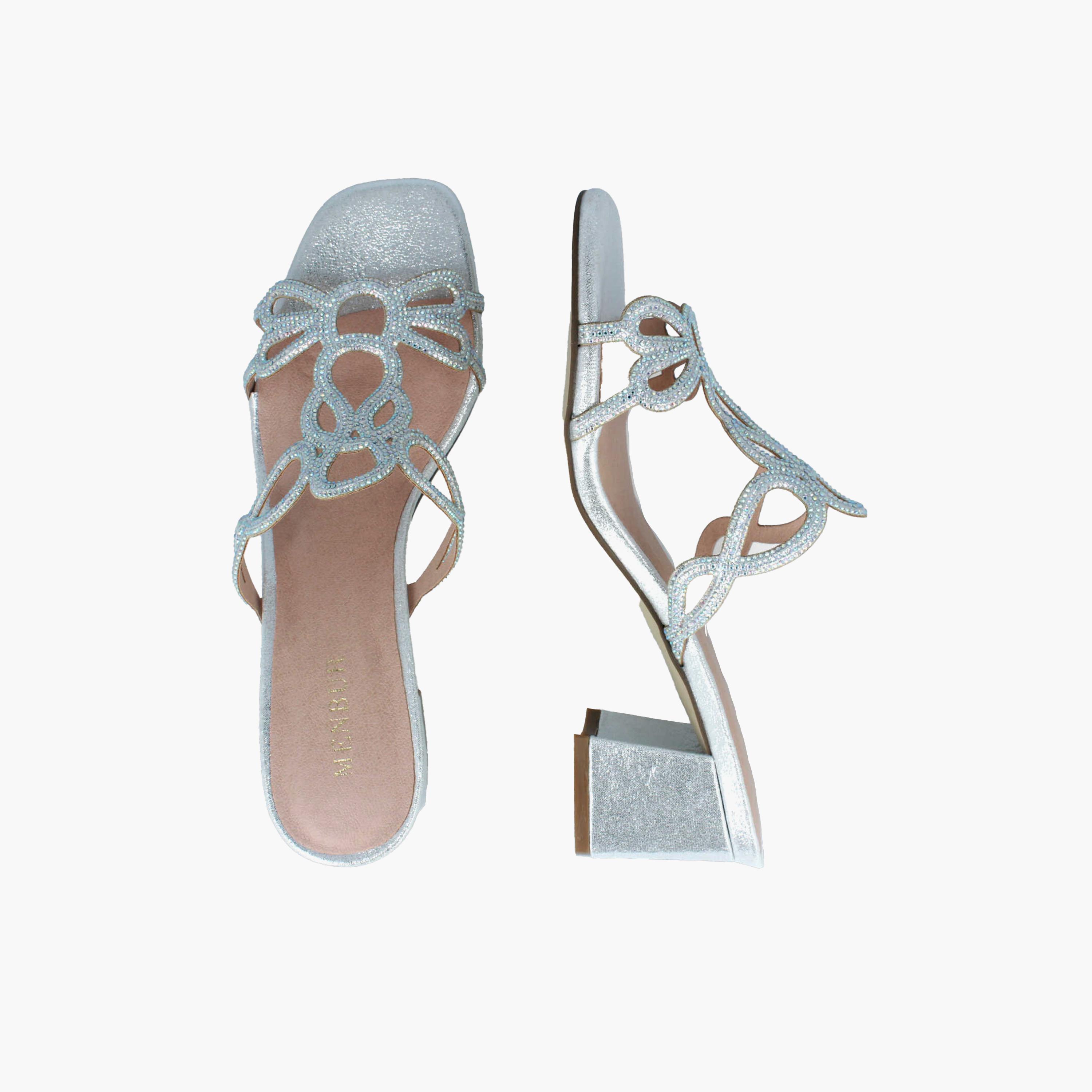 Menbur Women's Metallic Block Heels with Embellishment | 21227-women-shoes-heels-image-3