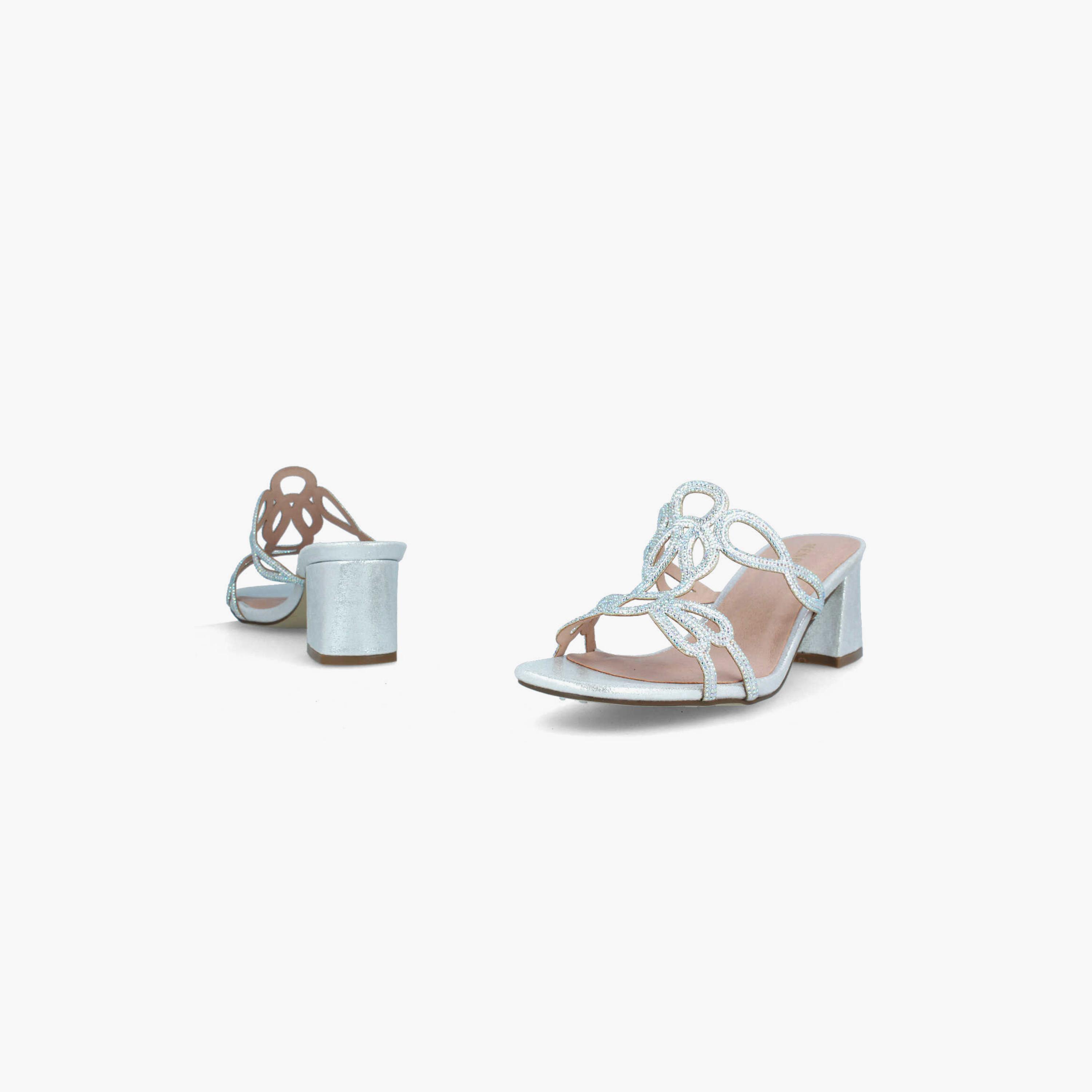 Menbur Women's Metallic Block Heels with Embellishment | 21227-women-shoes-heels-image-4
