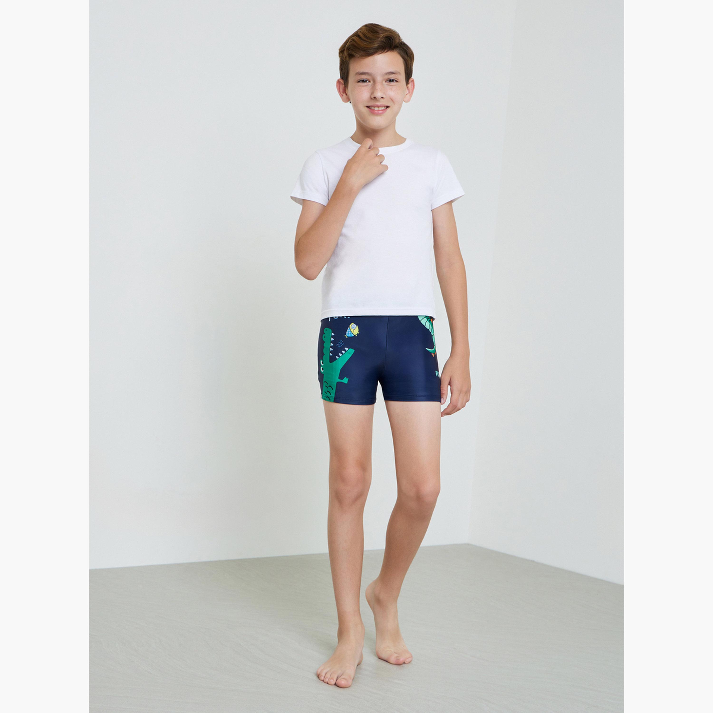Styli Teens Crocodile Print Swim Shorts-boys-clothing-swimwear-image-2