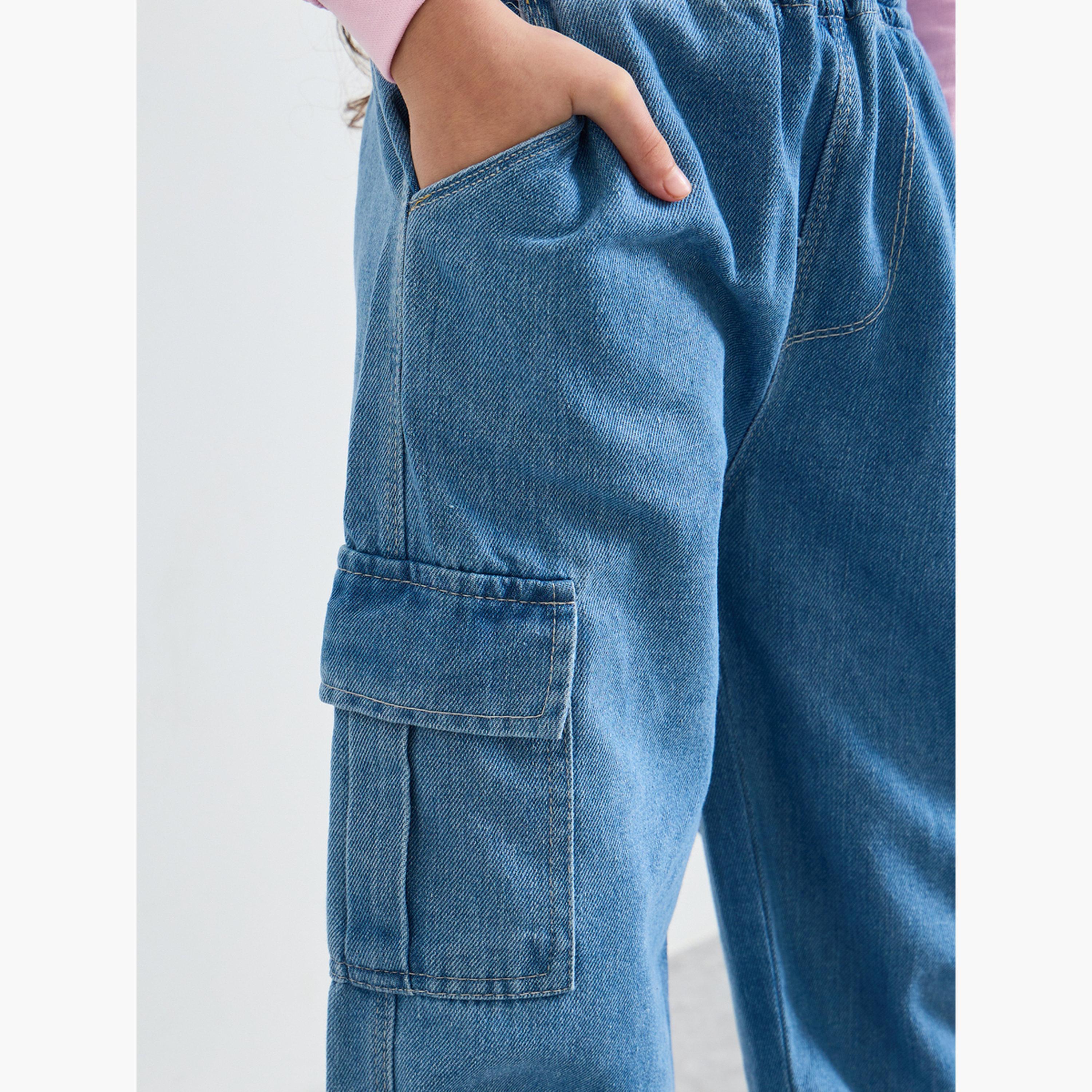 ستايلي - بنطلون جينز أزرق فاتح للبنات بجيوب جانبية-girls-clothing-bottoms-jeansandjeggings-image-3