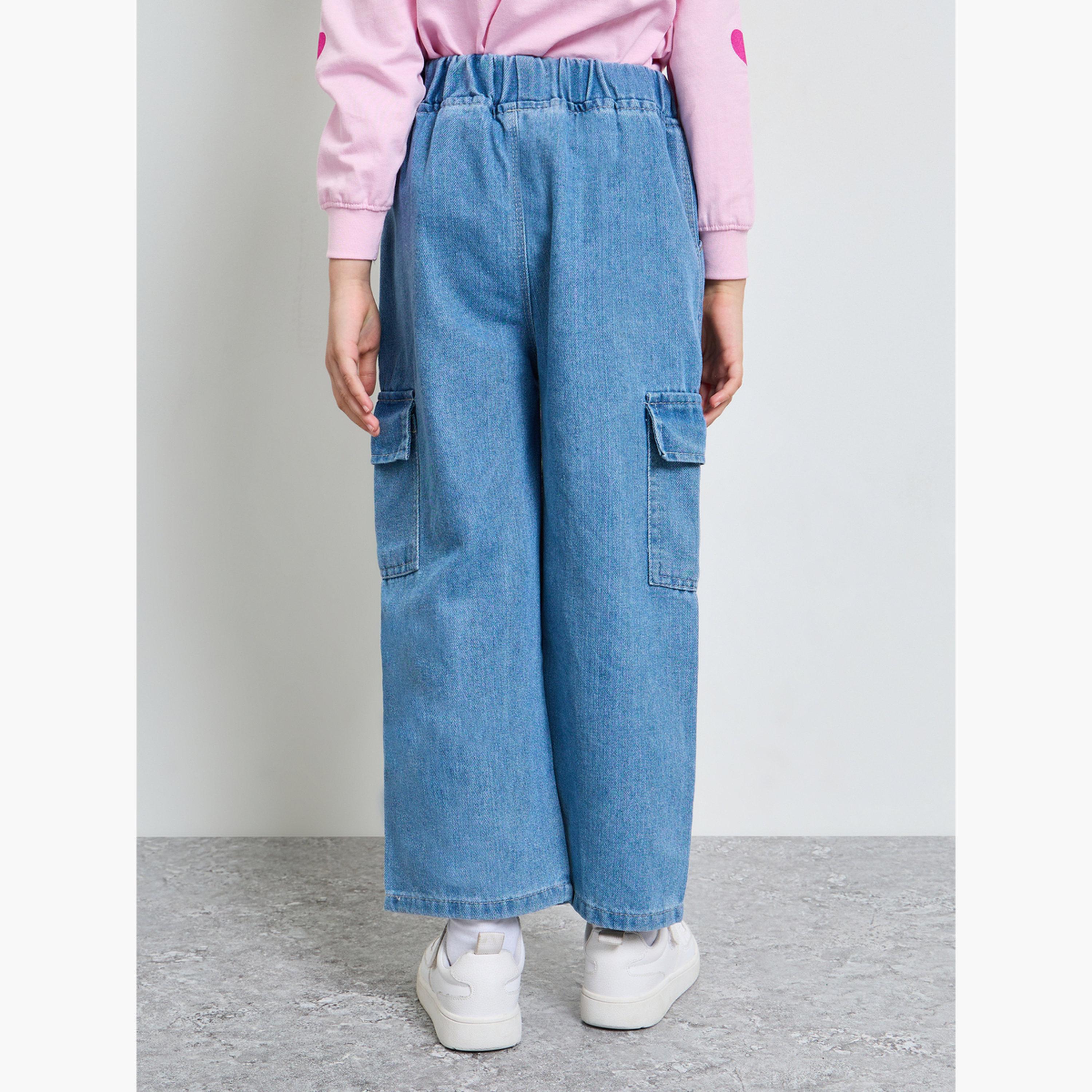 ستايلي - بنطلون جينز أزرق فاتح للبنات بجيوب جانبية-girls-clothing-bottoms-jeansandjeggings-image-4