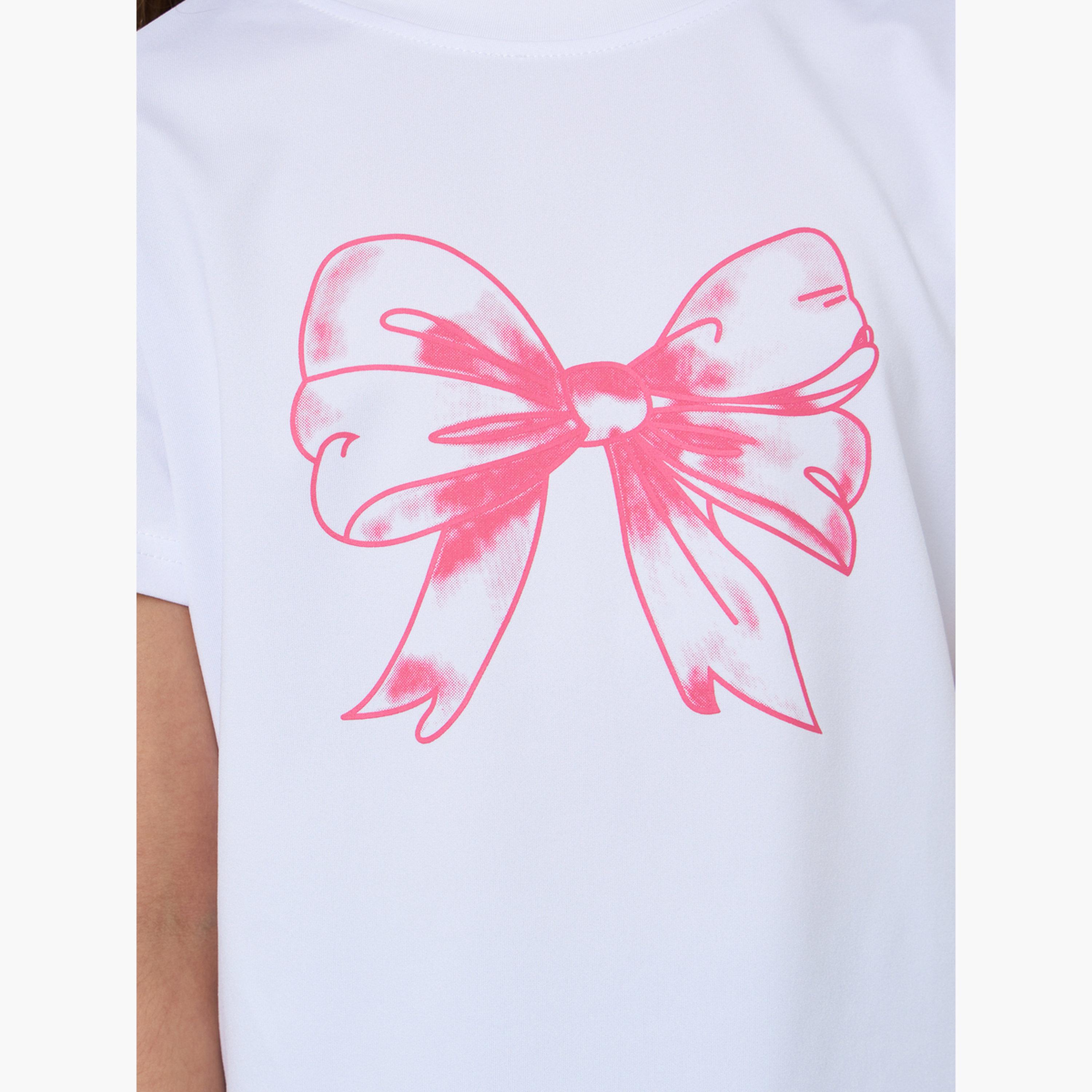 Styli Teen Girls Bow Print T-Shirt and Graffiti Jeans Set-girls-clothing-setsandcoords-image-5