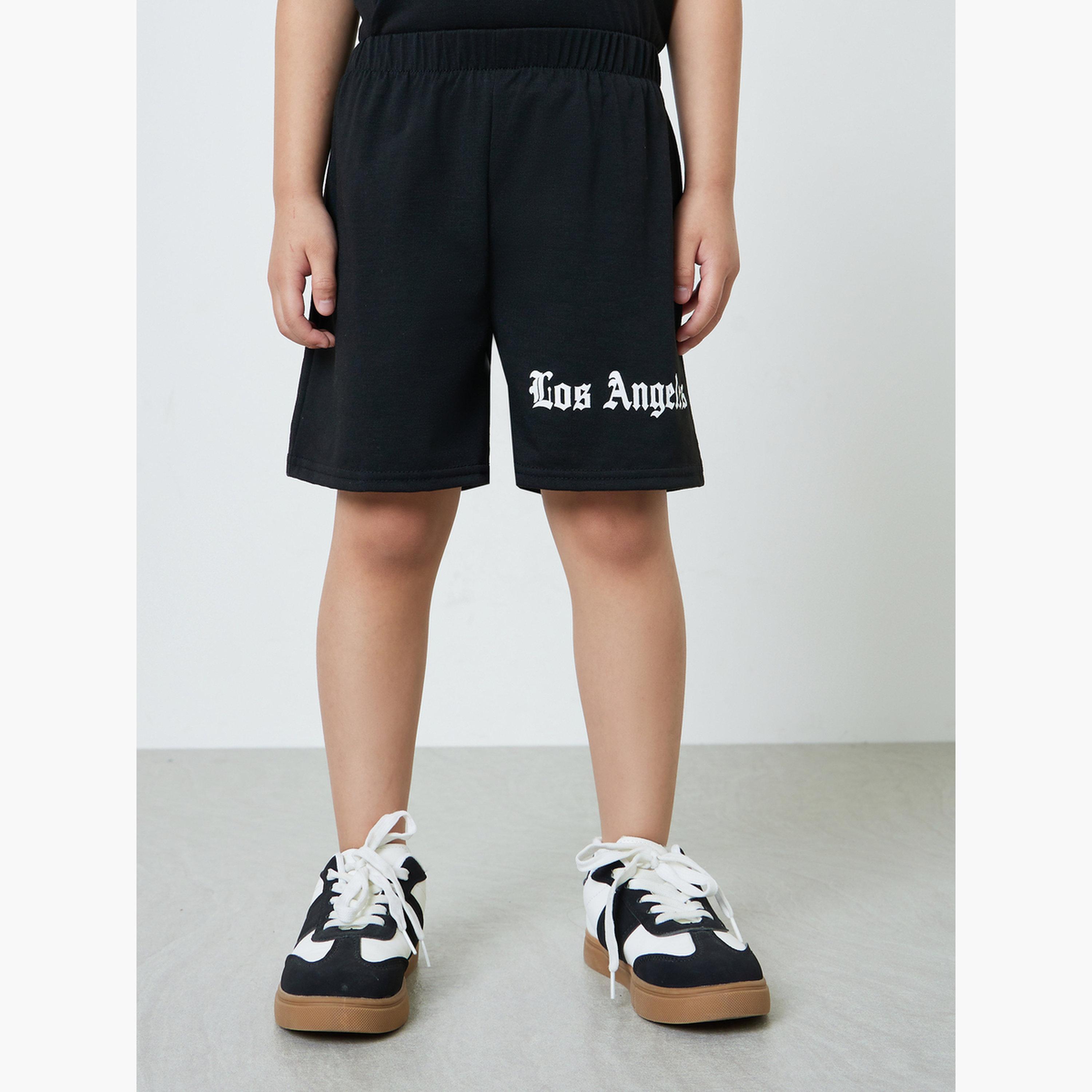 Styli Boys Black Slogan Print T-Shirt and Shorts Set-boys-clothing-setsandcoords-image-5