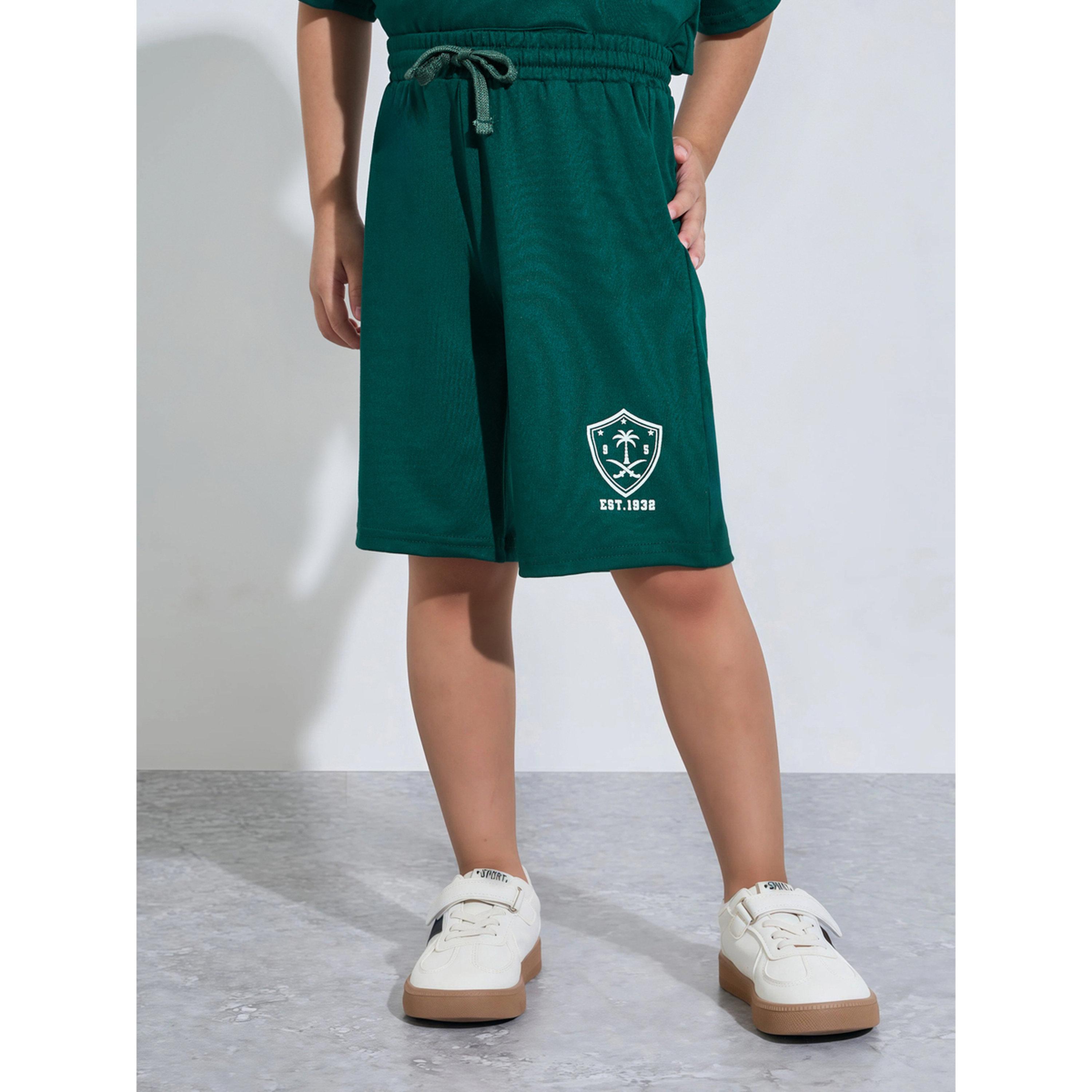 مجموعة من شورت وسويت شيرت بقبعة لليوم الوطني للأولاد باللون الأخضر الداكن-boys-clothing-setsandcoords-image-4