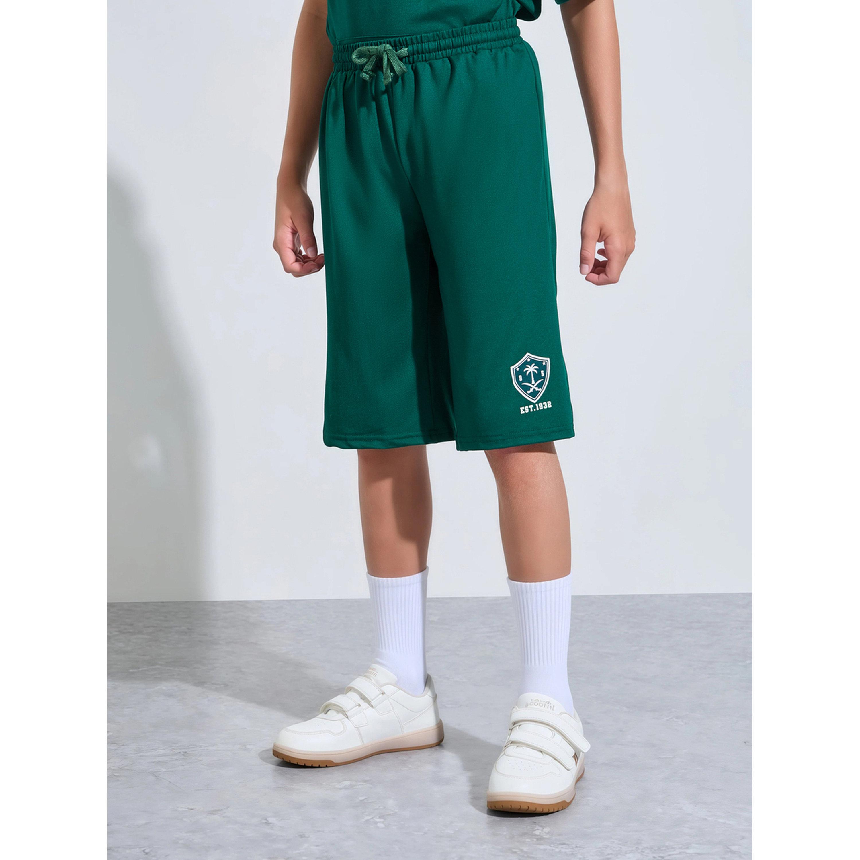 مجموعة من شورت وسويت شيرت بقبعة لليوم الوطني للبنين باللون الأخضر الداكن-boys-clothing-setsandcoords-image-4