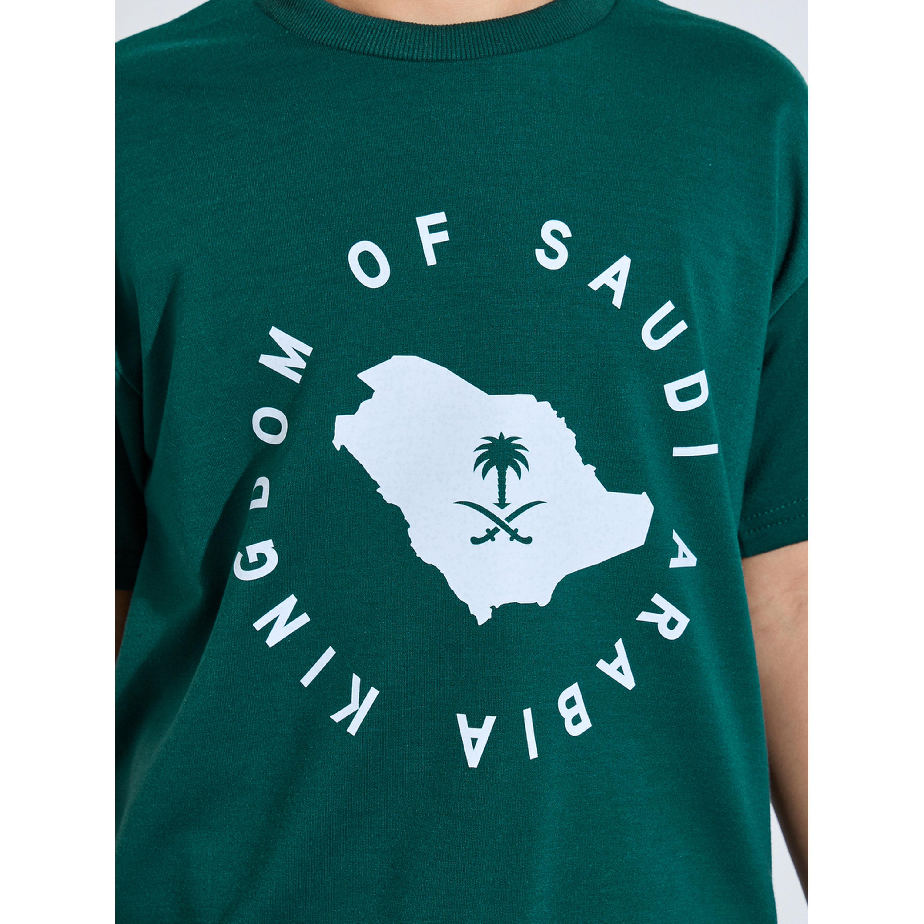 طقم من بنطال جوغر وتيشيرت واسع بمناسبة اليوم الوطني السعودي للأولاد - أخضر داكن-boys-clothing-setsandcoords-image-5