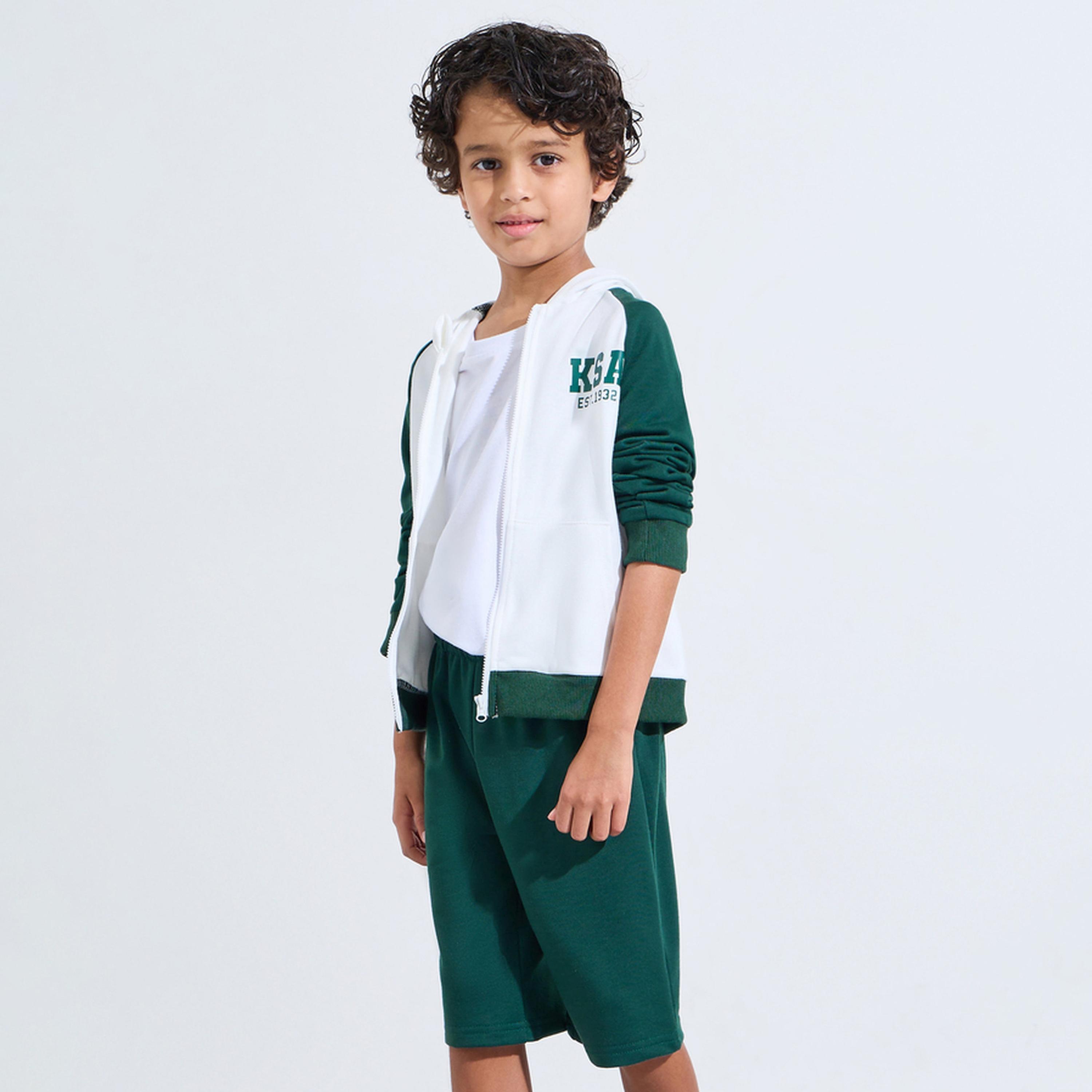 مجموعة من بنطال جوغر بقصة مستقيمة وهودي بسحاب بأكمام راجلان وتطريز للأولاد الصغار-boys-clothing-setsandcoords-image-1