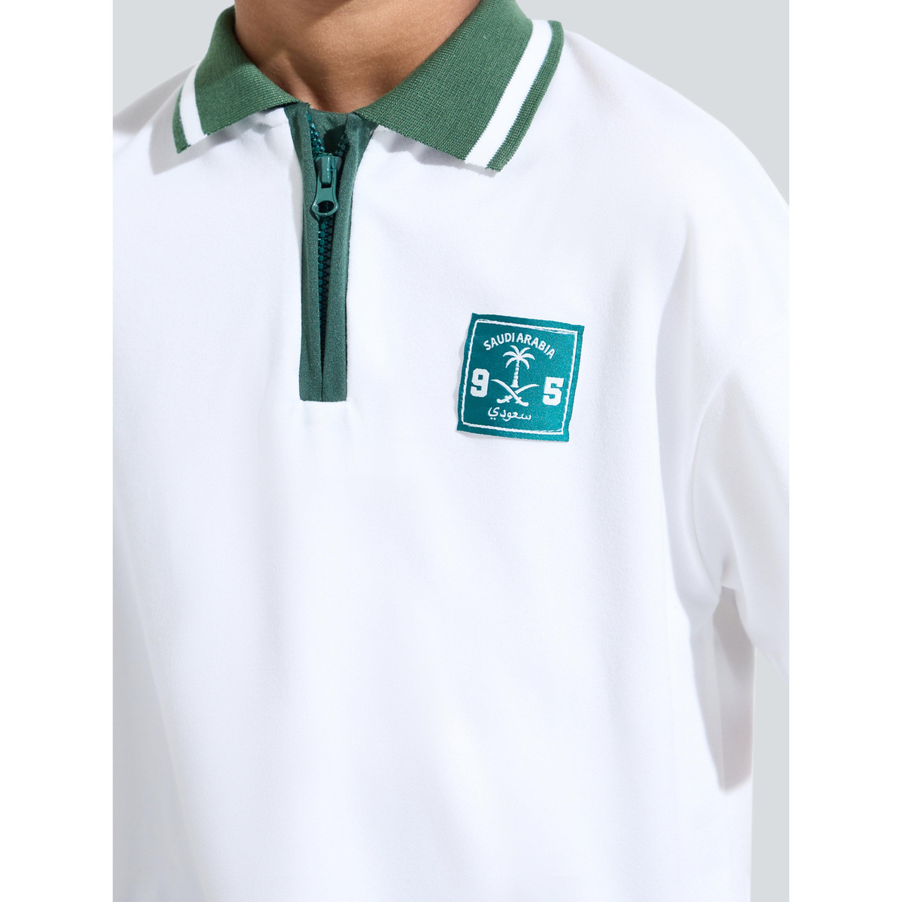 Styli Boys Off White KSA National Day Patchwork Contrast Collar Polo T-Shirt-boys-clothing-tshirtsandpolos-image-4