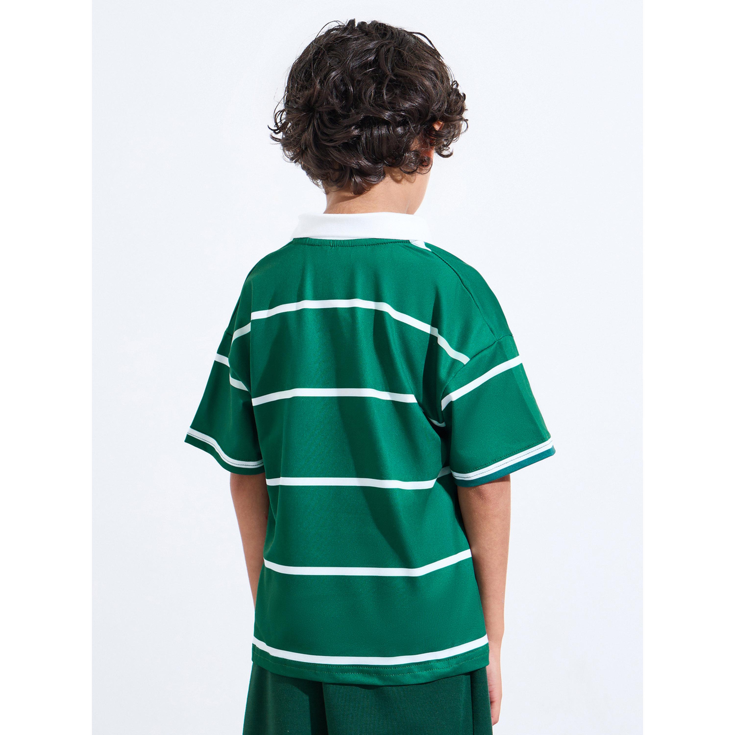 Styli Boys Dark Green Striped Embroidered Oversized Polo T-Shirt-boys-clothing-tshirtsandpolos-image-3