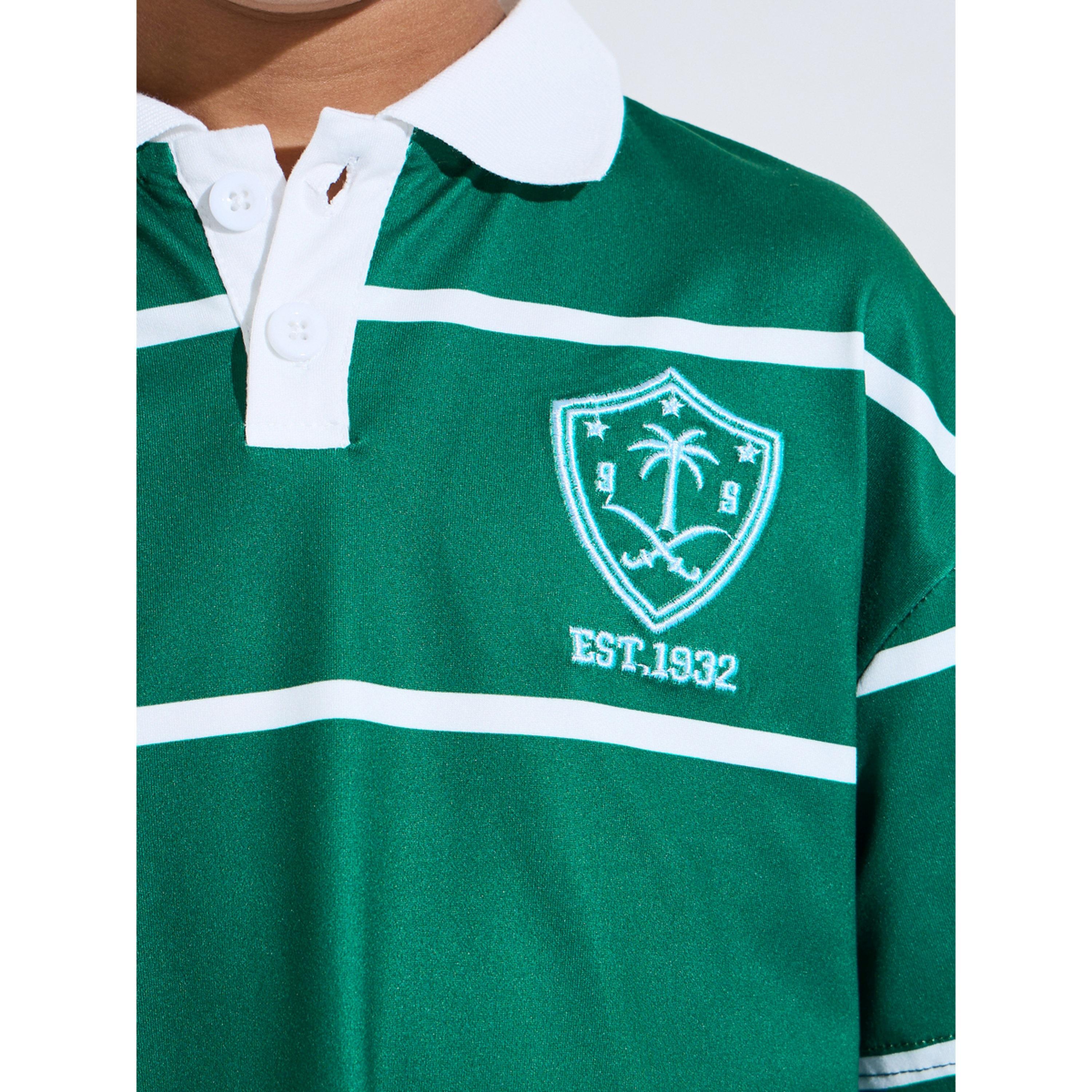 Styli Boys Dark Green Striped Embroidered Oversized Polo T-Shirt-boys-clothing-tshirtsandpolos-image-4
