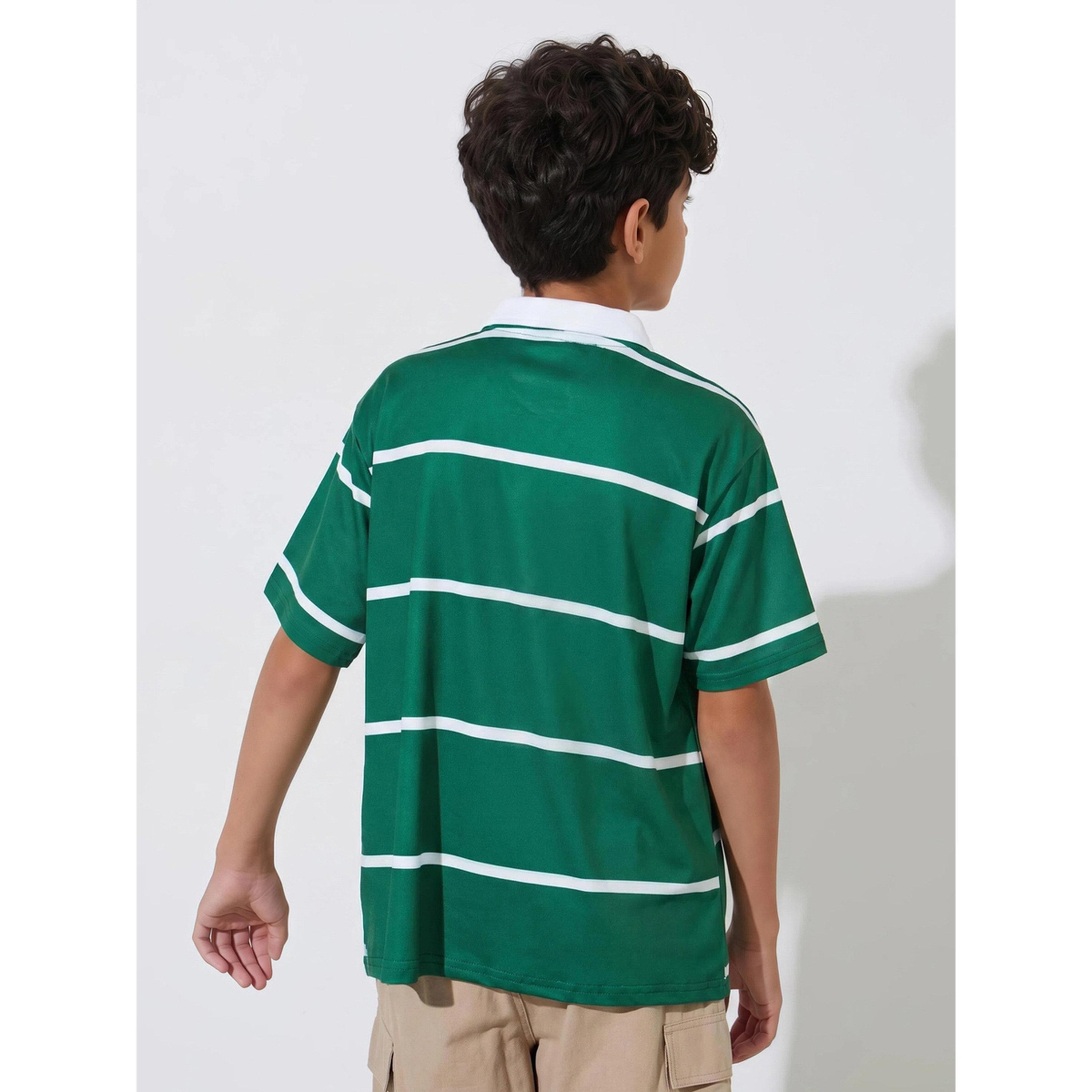 Styli Teen Boys Green Striped Embroidered Short Sleeves Polo T-Shirt-boys-clothing-tshirtsandpolos-image-4