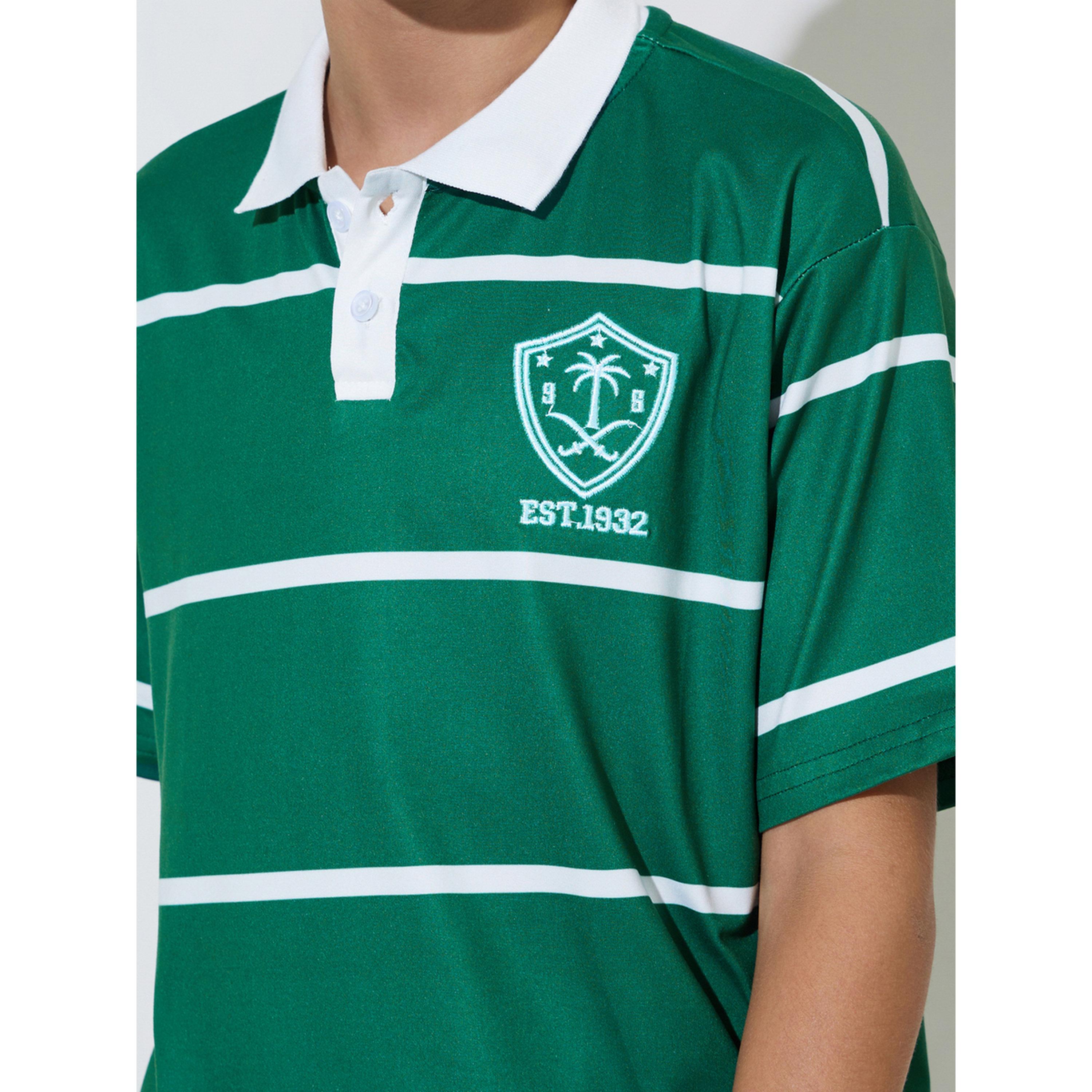 Styli Teen Boys Green Striped Embroidered Short Sleeves Polo T-Shirt-boys-clothing-tshirtsandpolos-image-5