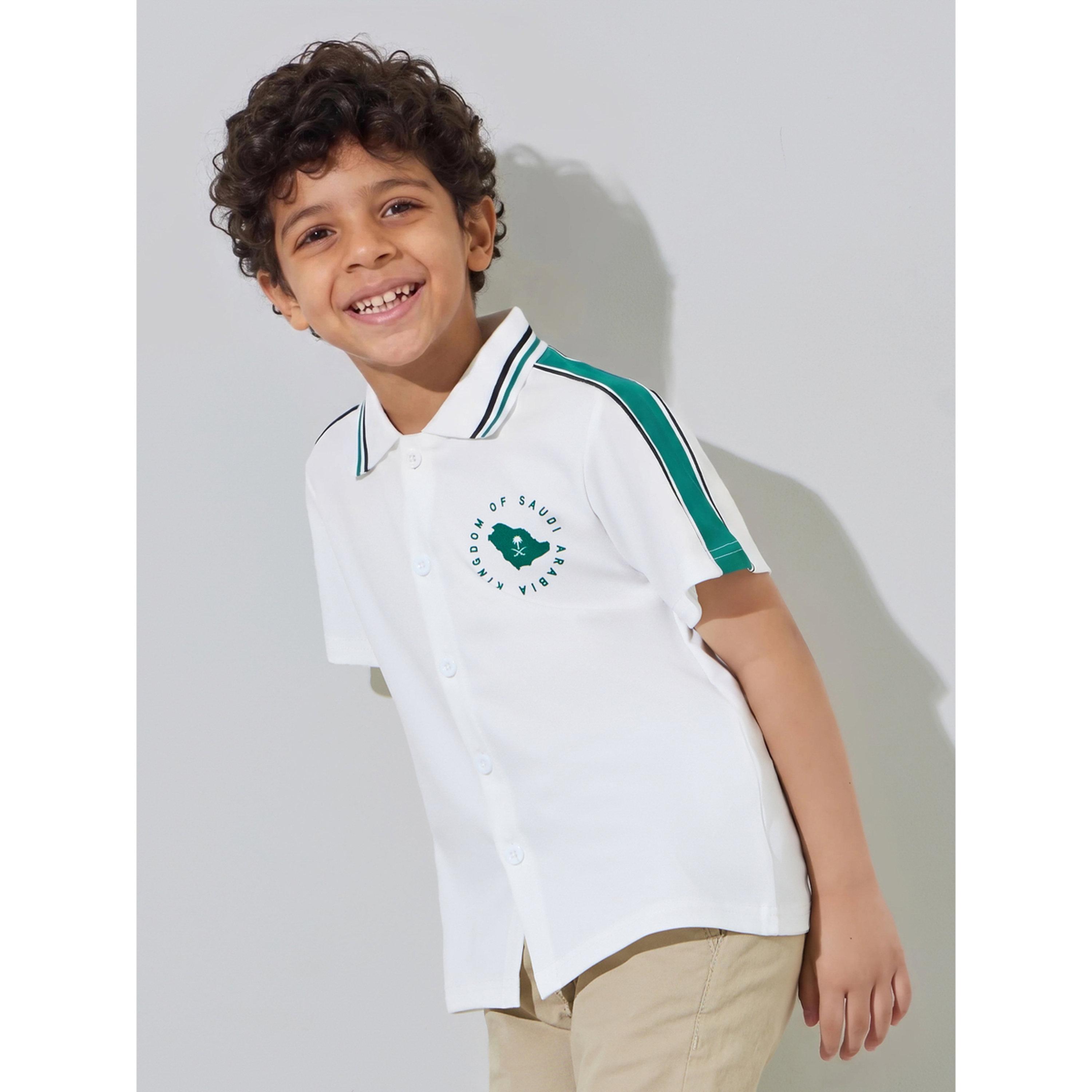 قميص بحواف متباينة وطبعة بمناسبة اليوم الوطني السعودي للأولاد - أوف وايت-boys-clothing-shirts-image-4