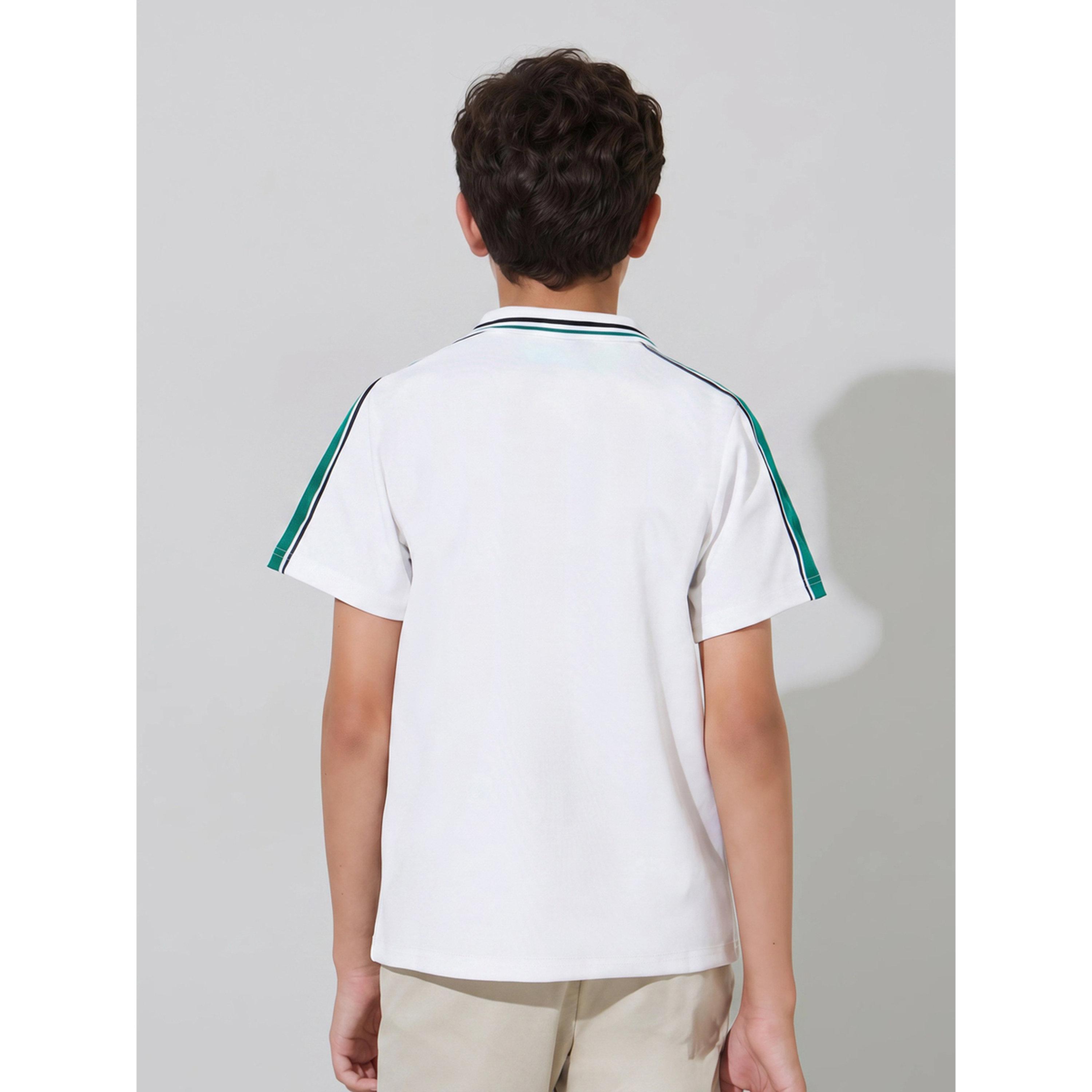 قميص بأكمام قصيرة وطبعة لليوم الوطني للبنين باللون أوف وايت-boys-clothing-shirts-image-3