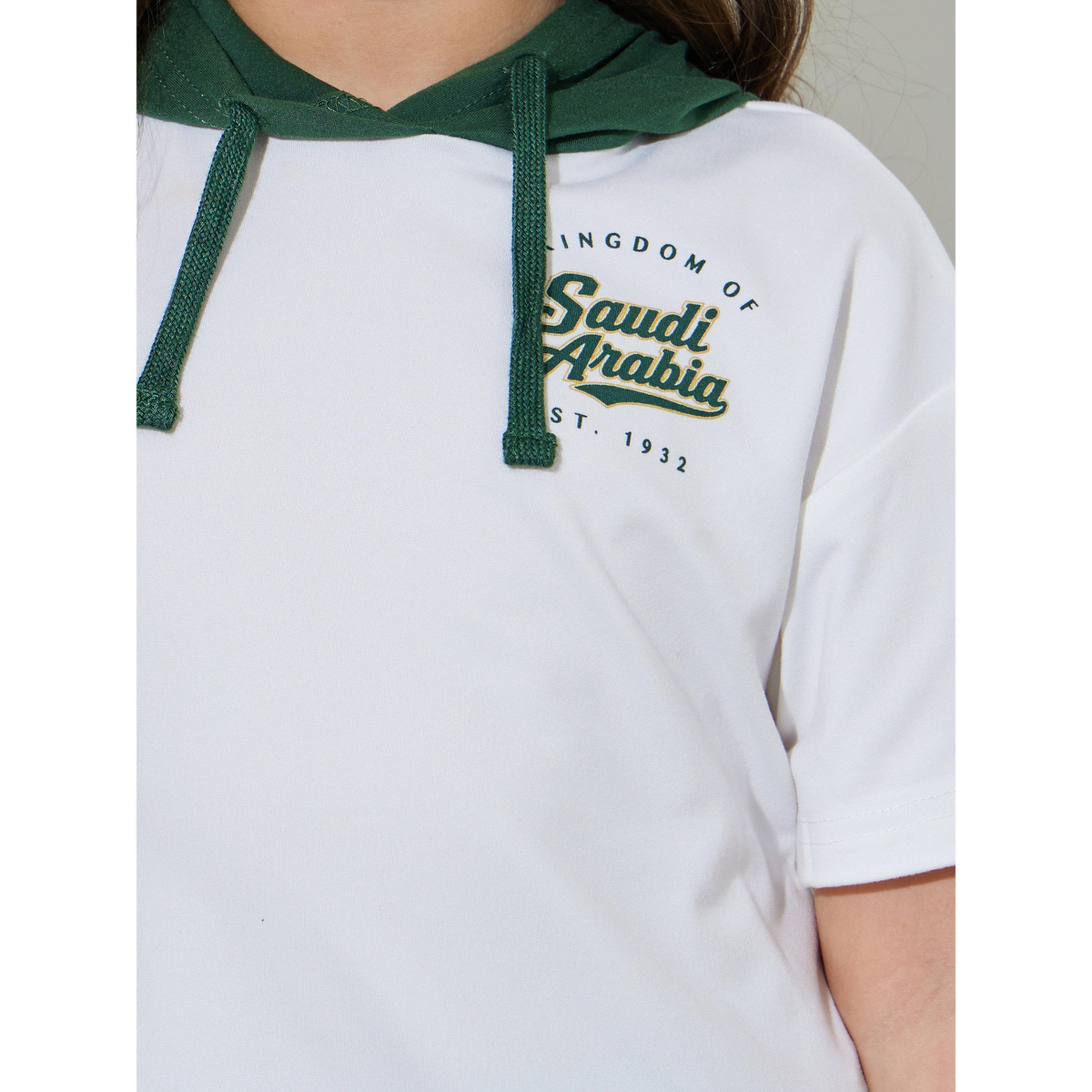 Styli Girls Off White KSA National Day Print Hooded T-Shirt-girls-clothing-tshirts-image-4