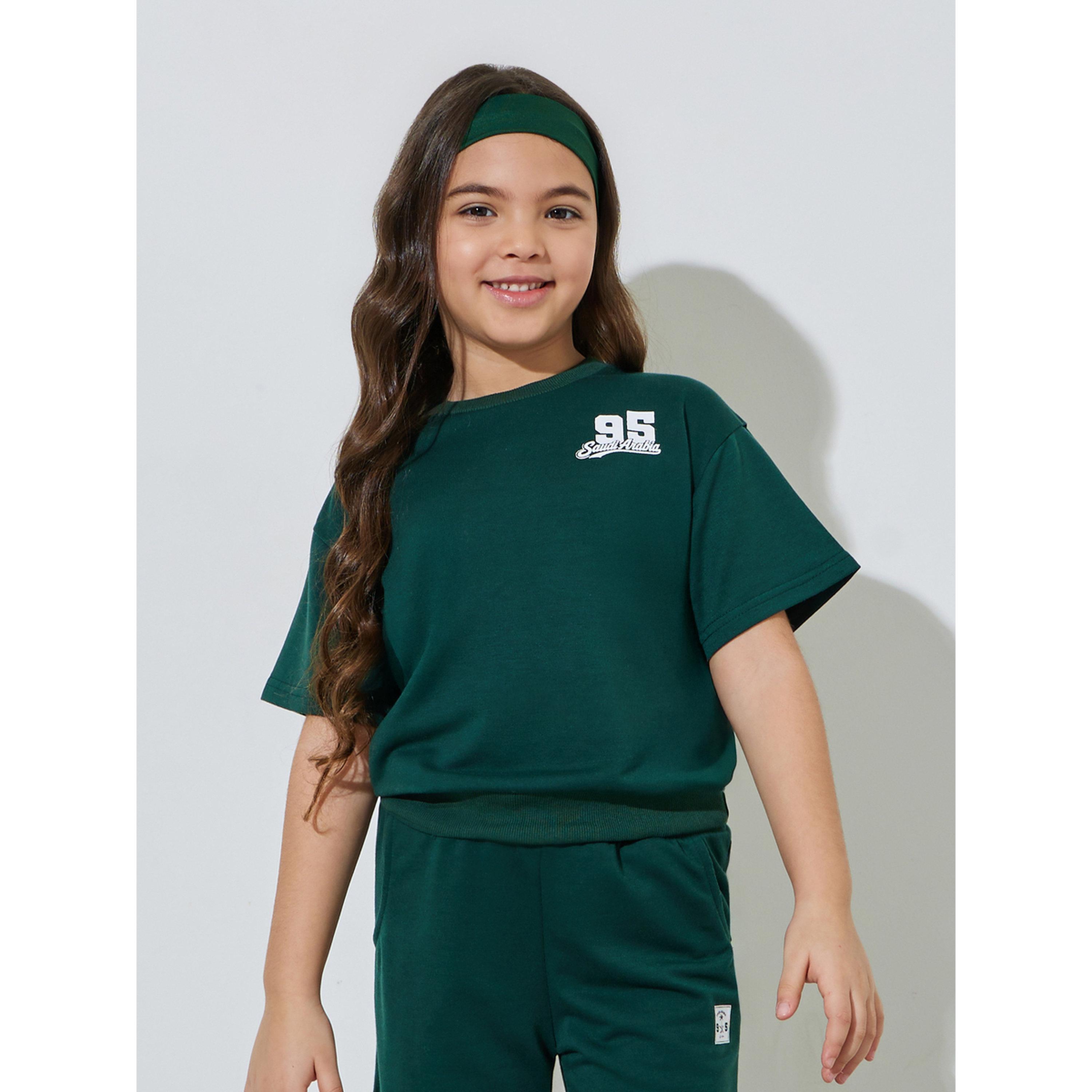 مجموعة من بنطال جوغر وتيشيرت واسع بطبعة اليوم الوطني السعودي للبنات-girls-clothing-setsandcoords-image-2