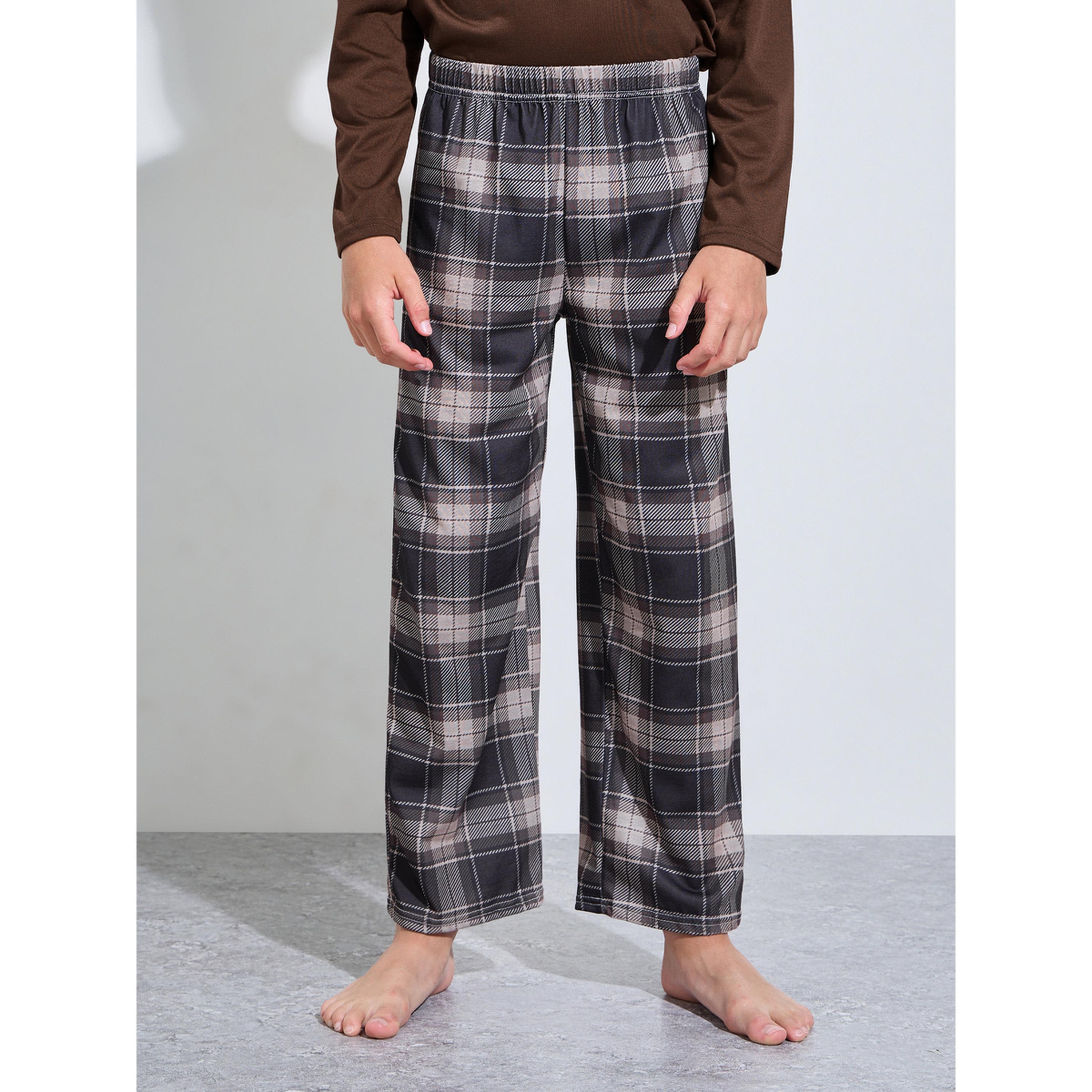 طقم بيجاما من بنطال كاروهات وتيشيرت مطبوع بأكمام طويلة للأولاد-boys-clothing-nightwear-image-5