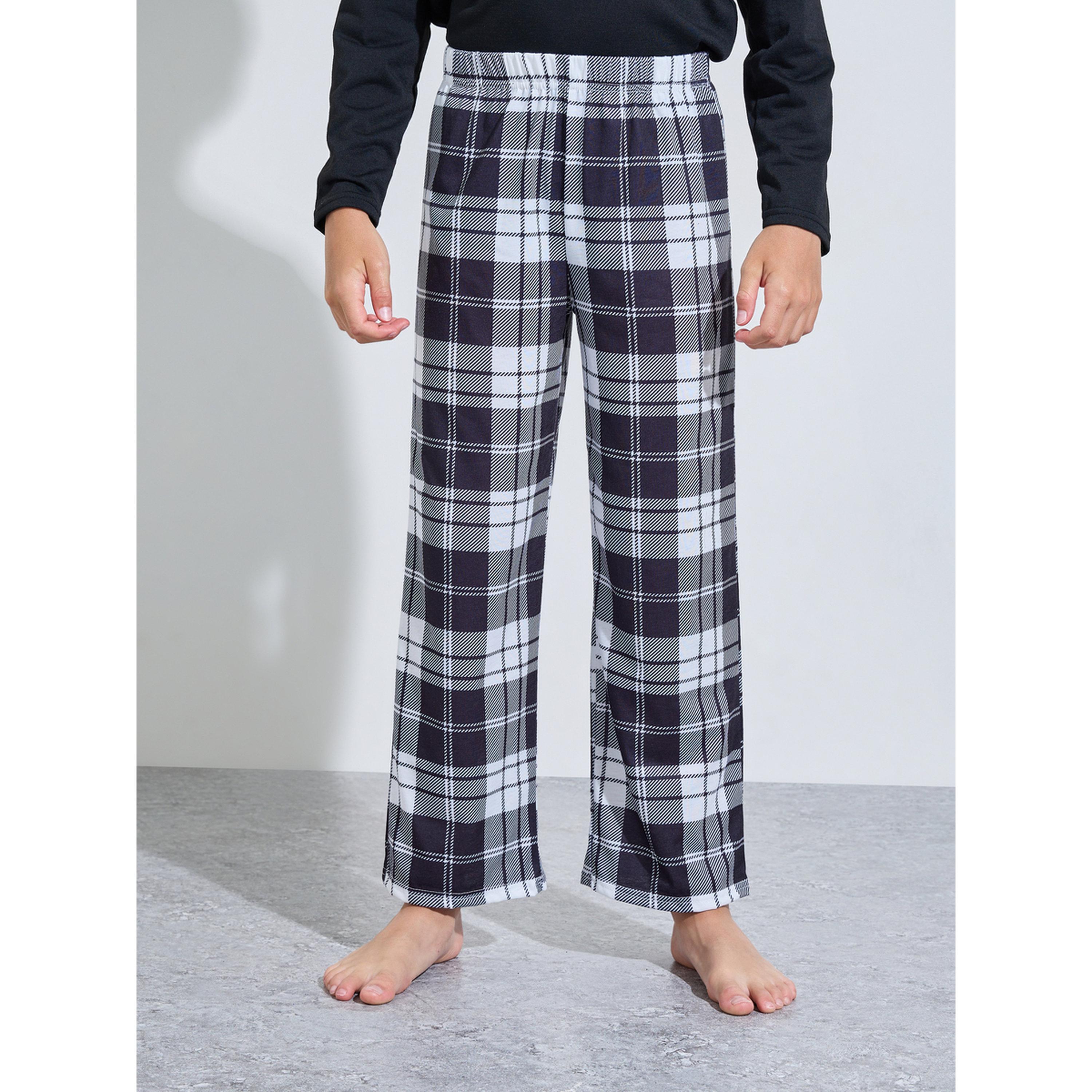 طقم بيجاما من بنطال كاروهات وتيشيرت مطبوع بأكمام طويلة للأولاد-boys-clothing-nightwear-image-4