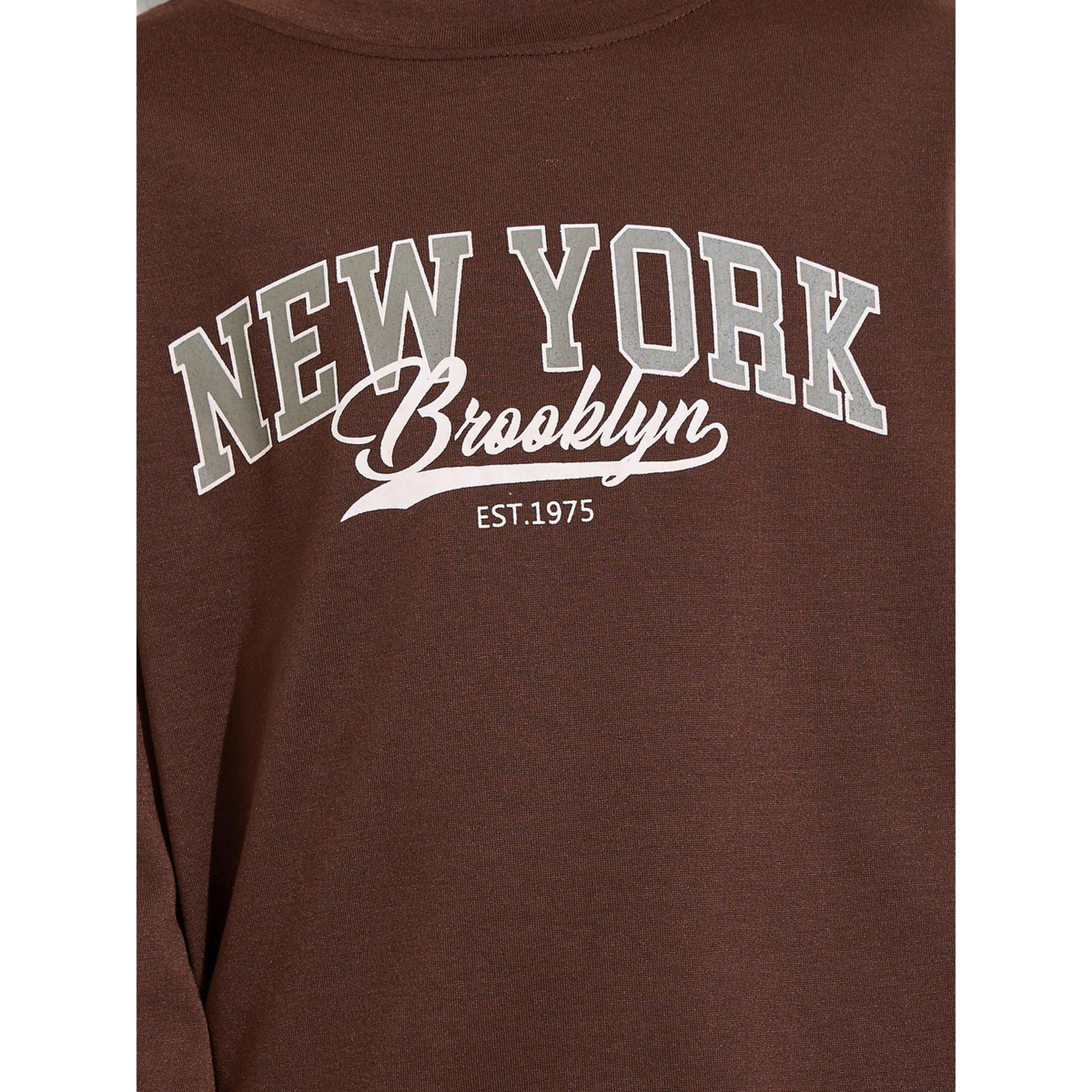 Styli Boys Brown Graphic Print T-Shirt and Checked Pants Pyjama Set-boys-clothing-nightwear-image-5
