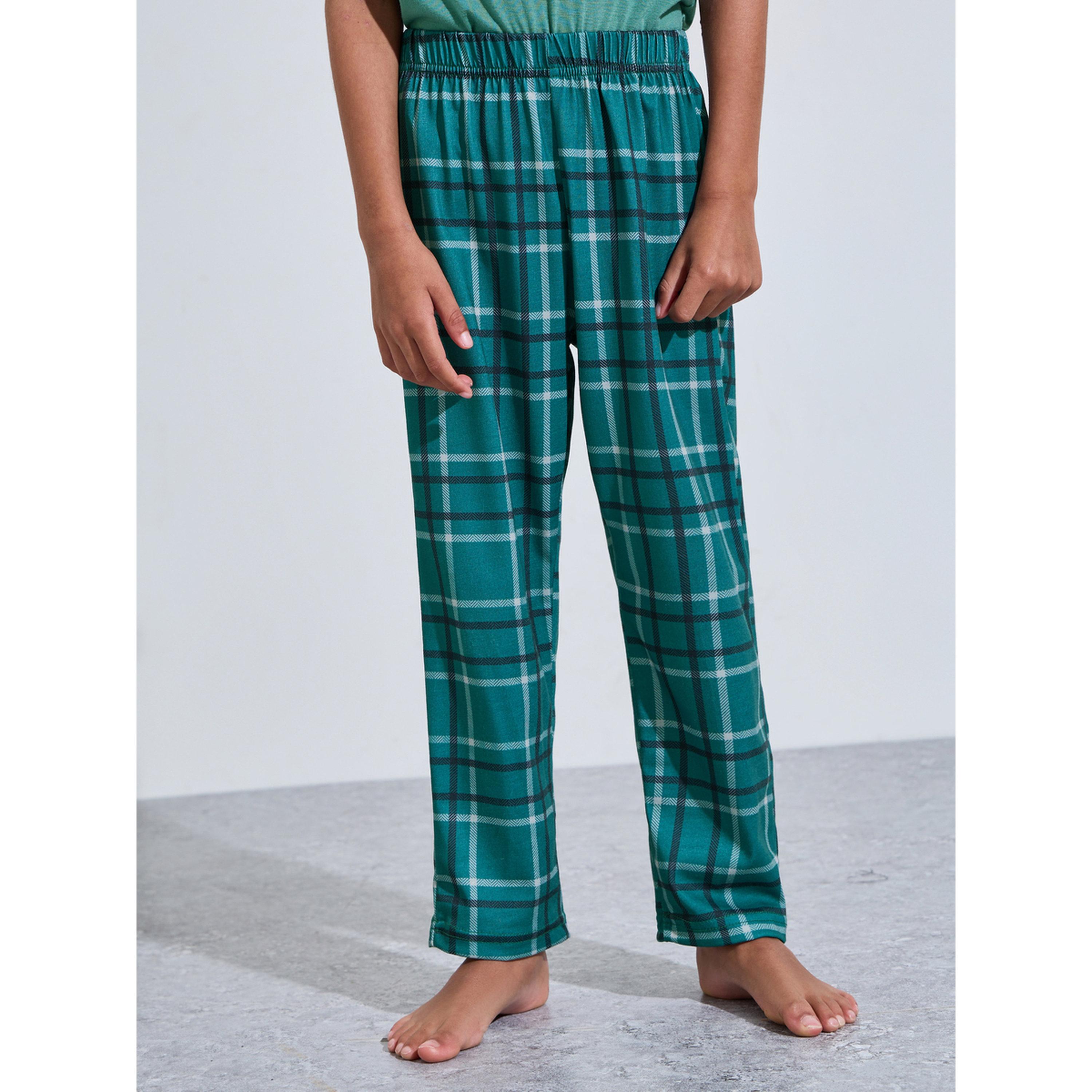 Styli Green Graphic Print T-Shirt and Checked Pants Pyjama Set-boys-clothing-nightwear-image-5