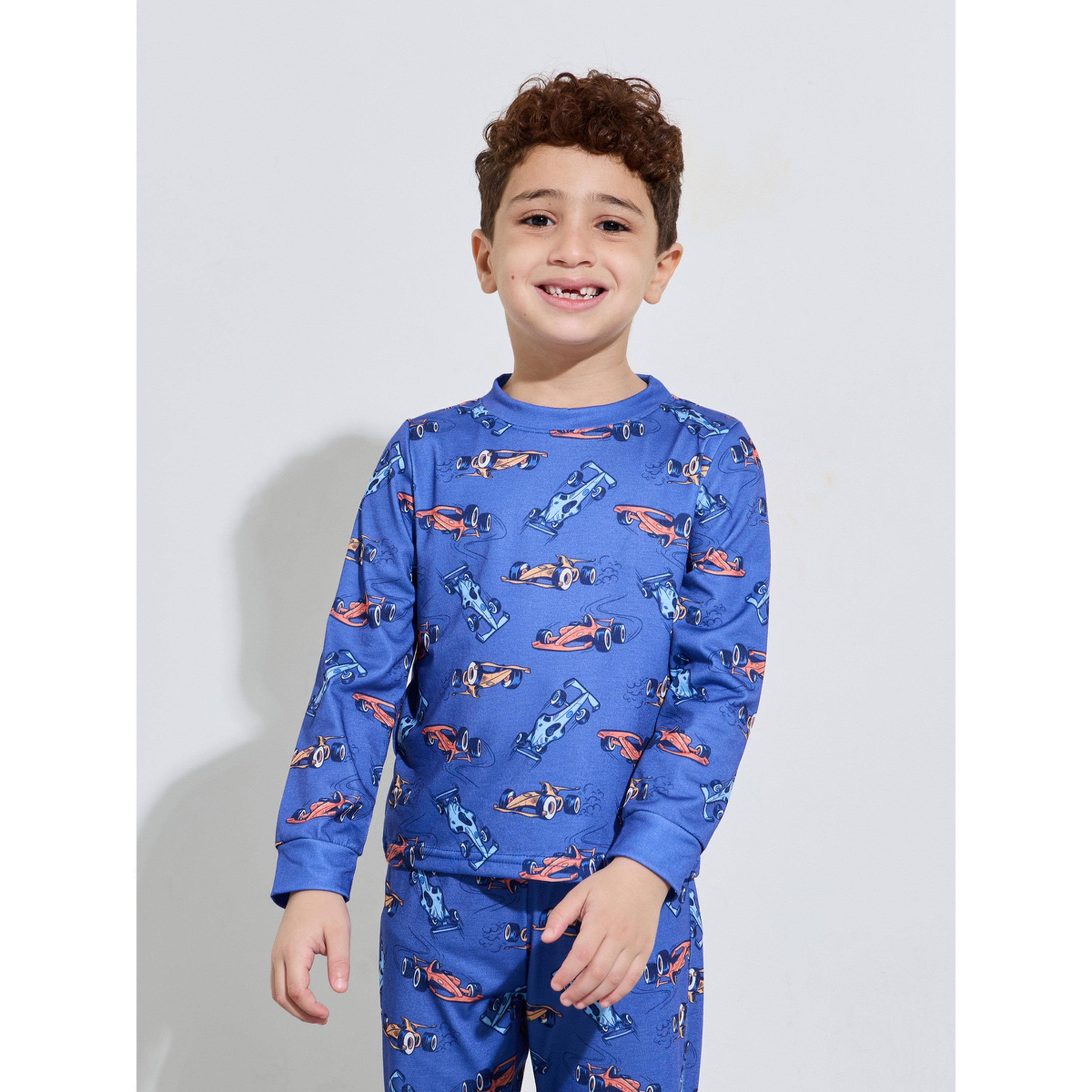 طقم بيجاما للأولاد من بنطال بحافة مطوية وتيشيرت بقصة عادية بطبعة كاملة-boys-clothing-nightwear-image-3