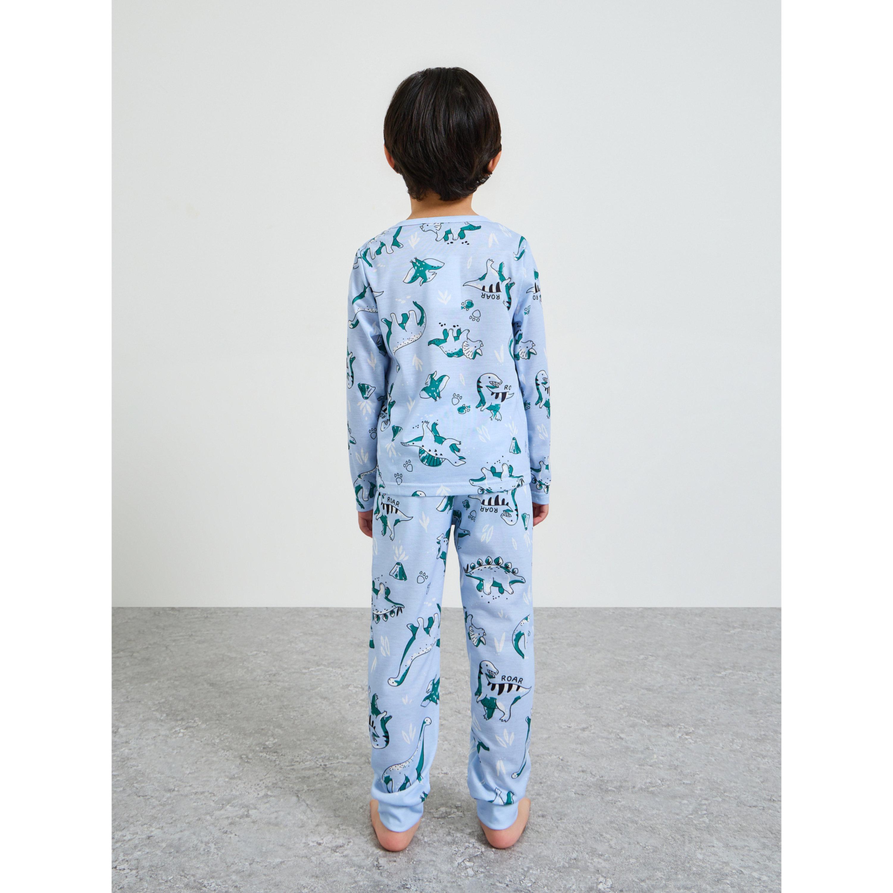 طقم من تيشيرت بأكمام طويلة بطبعة ديناصور وبيجاما للأولاد-boys-clothing-nightwear-image-4