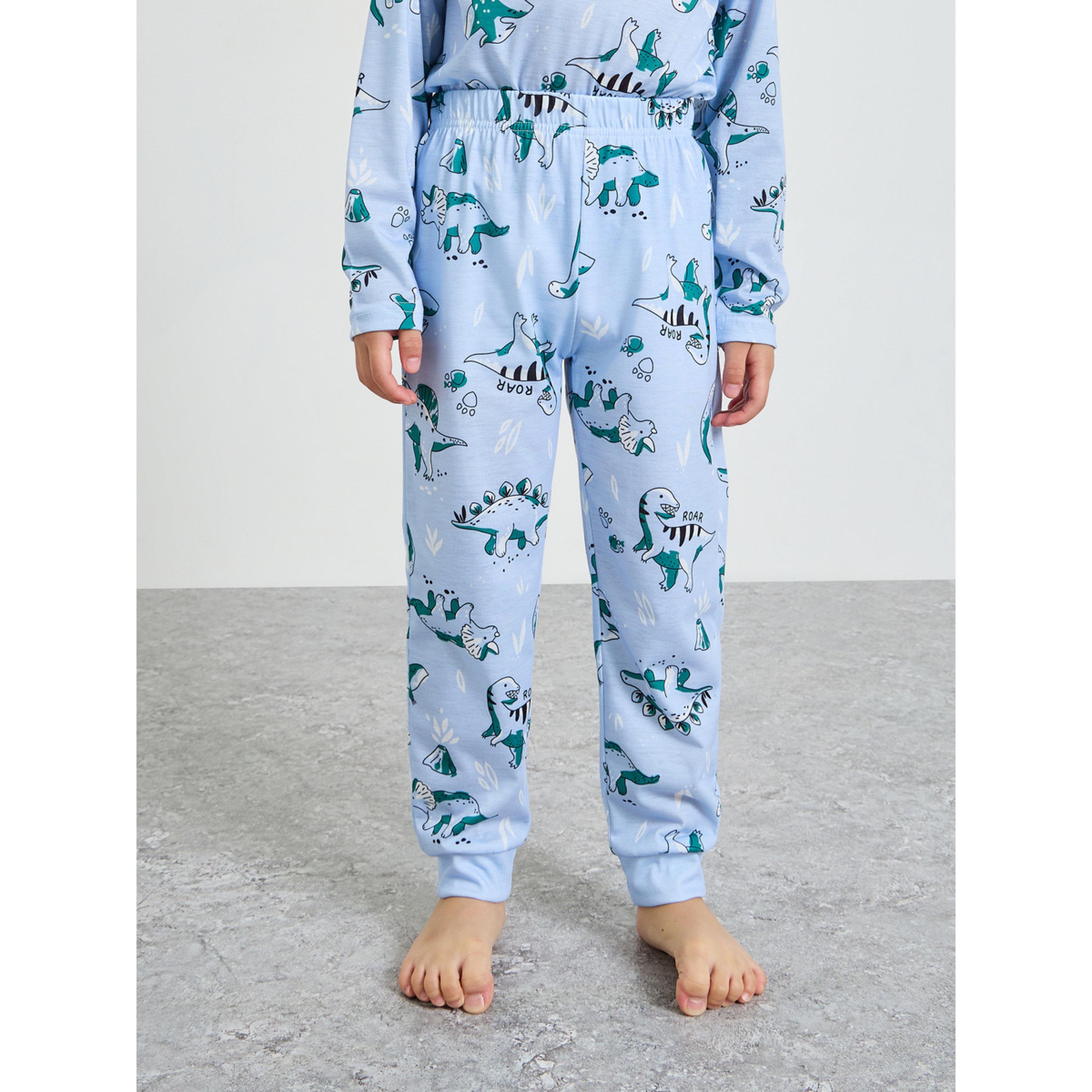 طقم من تيشيرت بأكمام طويلة بطبعة ديناصور وبيجاما للأولاد-boys-clothing-nightwear-image-5
