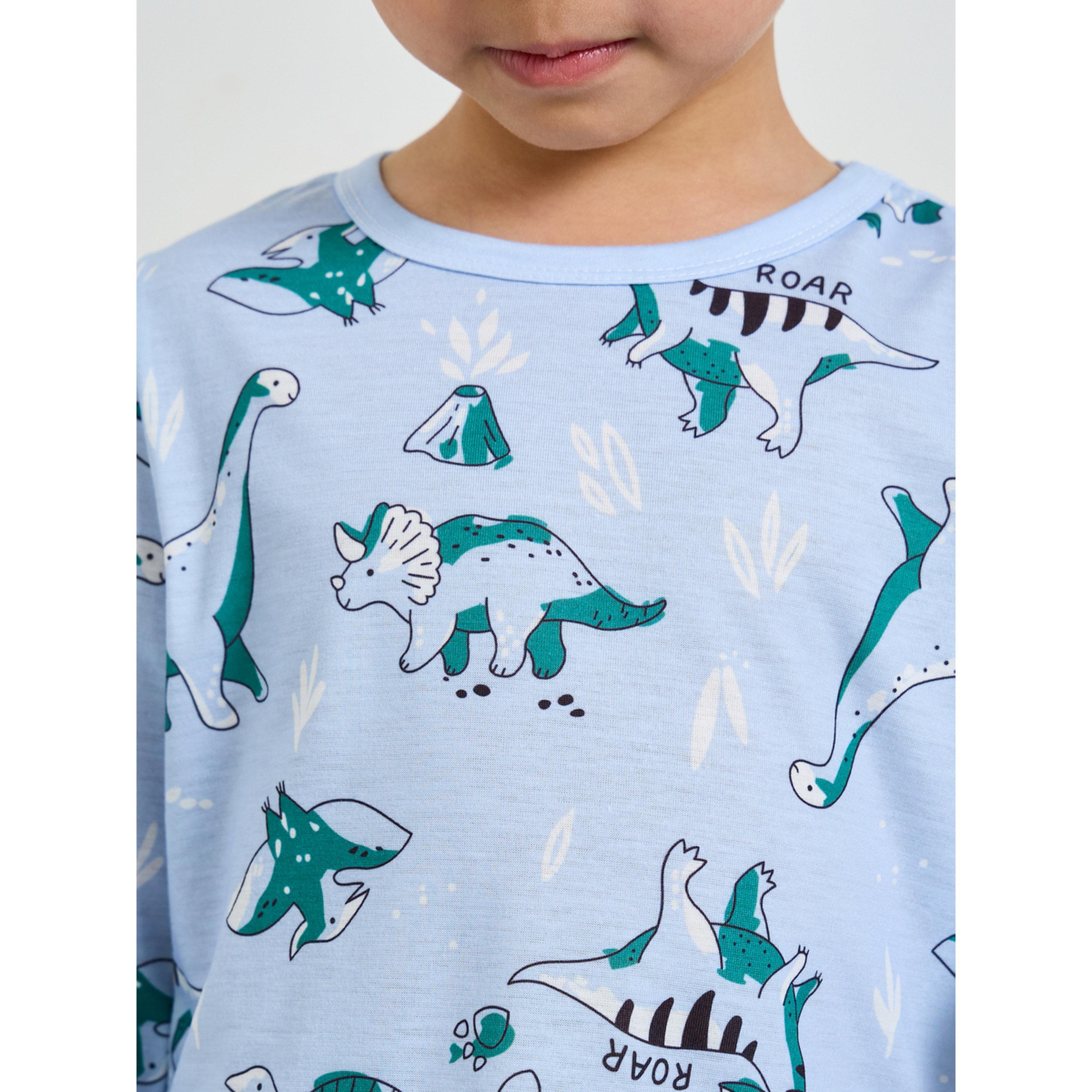 طقم من تيشيرت بأكمام طويلة بطبعة ديناصور وبيجاما للأولاد-boys-clothing-nightwear-image-6
