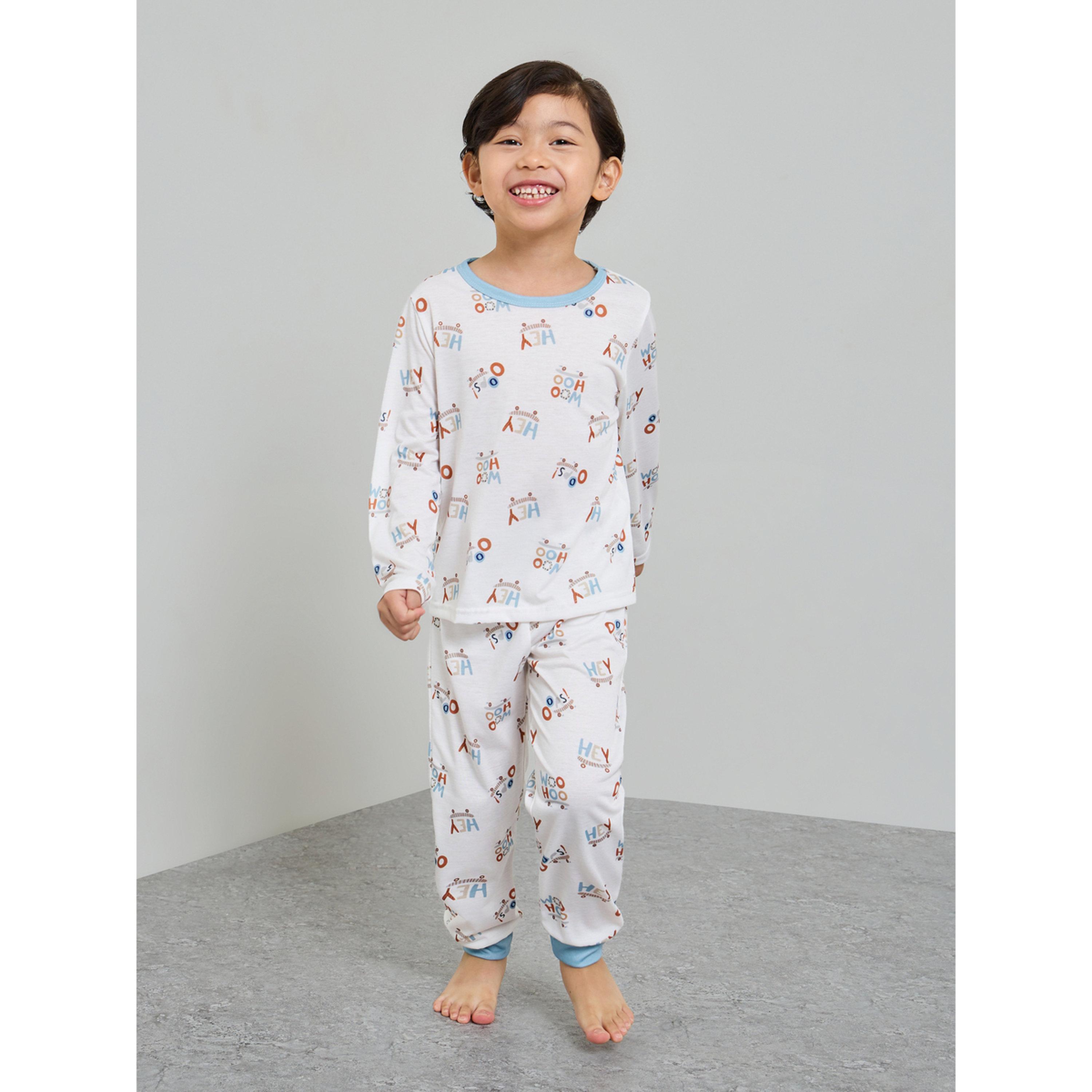 Styli Boys Printed Long Sleeve T-Shirt and Pyjama Set-boys-clothing-nightwear-image-1
