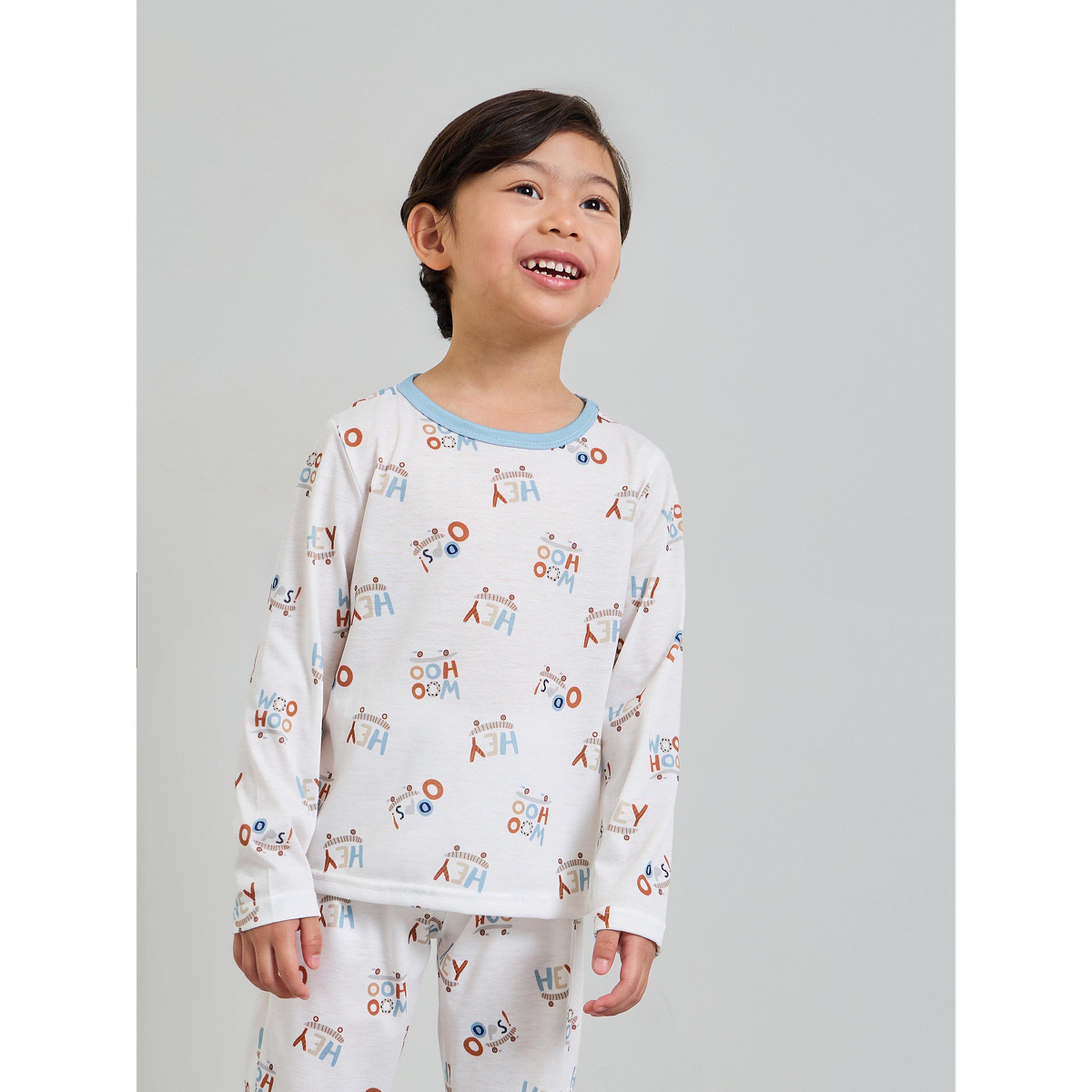 Styli Boys Printed Long Sleeve T-Shirt and Pyjama Set-boys-clothing-nightwear-image-2