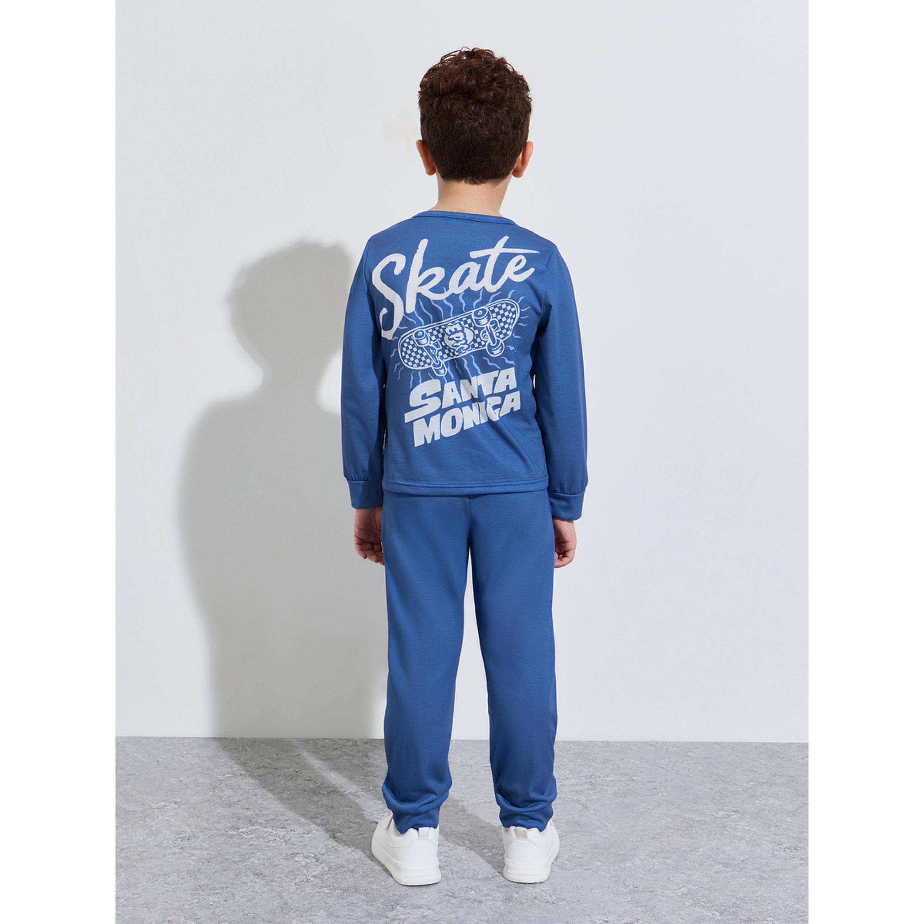 طقم بيجاما من بنطال وتيشيرت بقصة عادية وطبعة جرافيك أزرق للأولاد-boys-clothing-nightwear-image-2