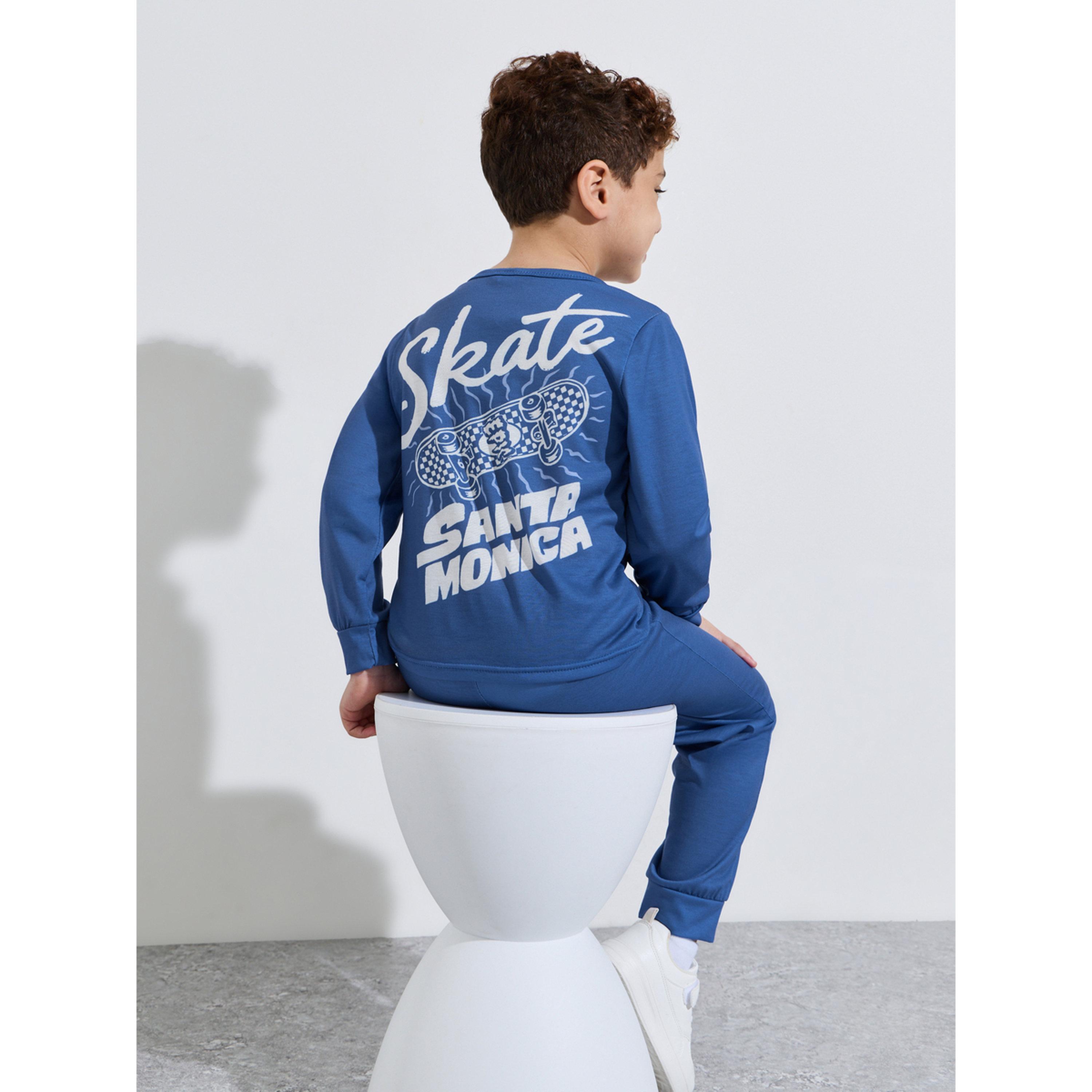 طقم بيجاما من بنطال وتيشيرت بقصة عادية وطبعة جرافيك أزرق للأولاد-boys-clothing-nightwear-image-4