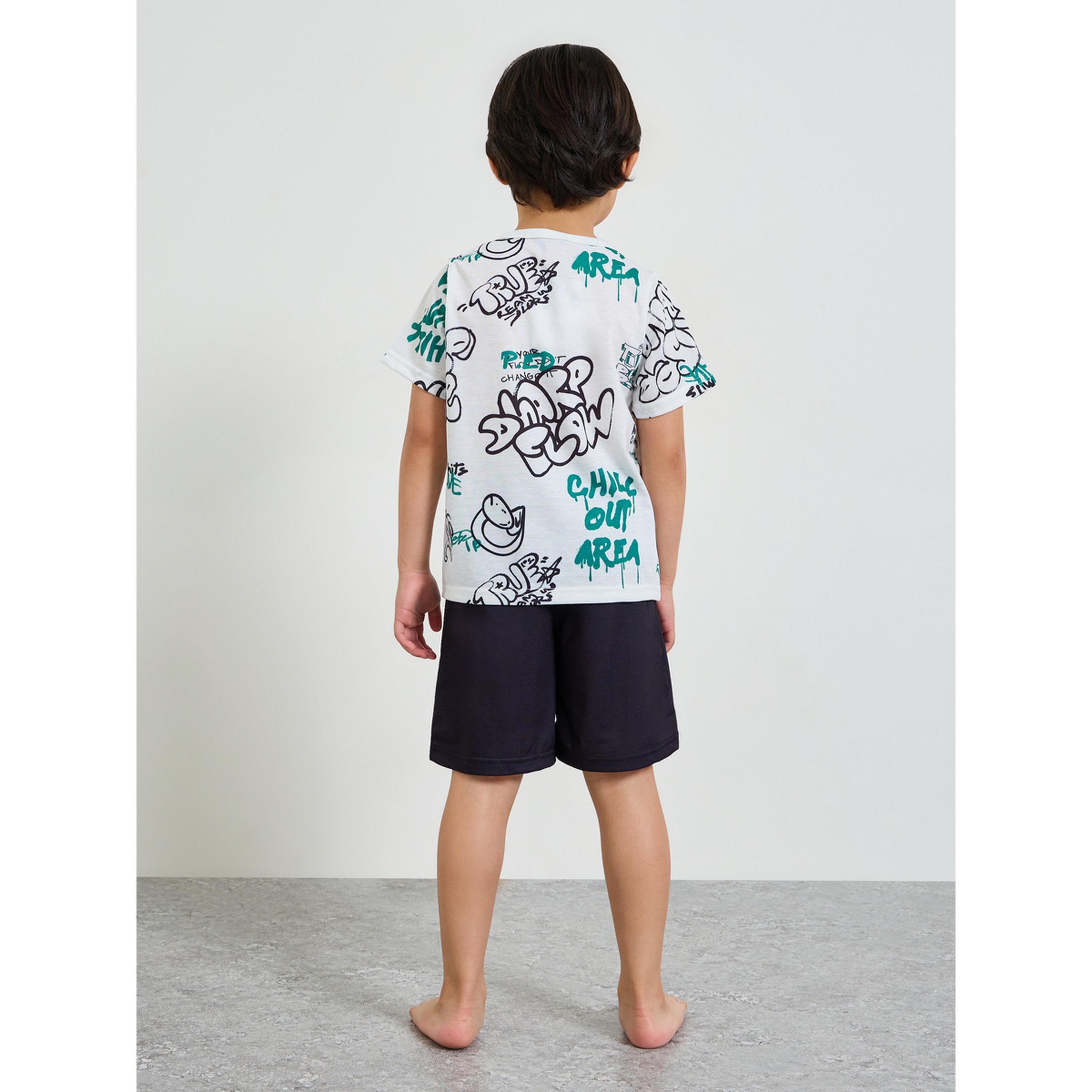 Styli Boys Graphic Print T-Shirt and Shorts Set-boys-clothing-nightwear-image-3