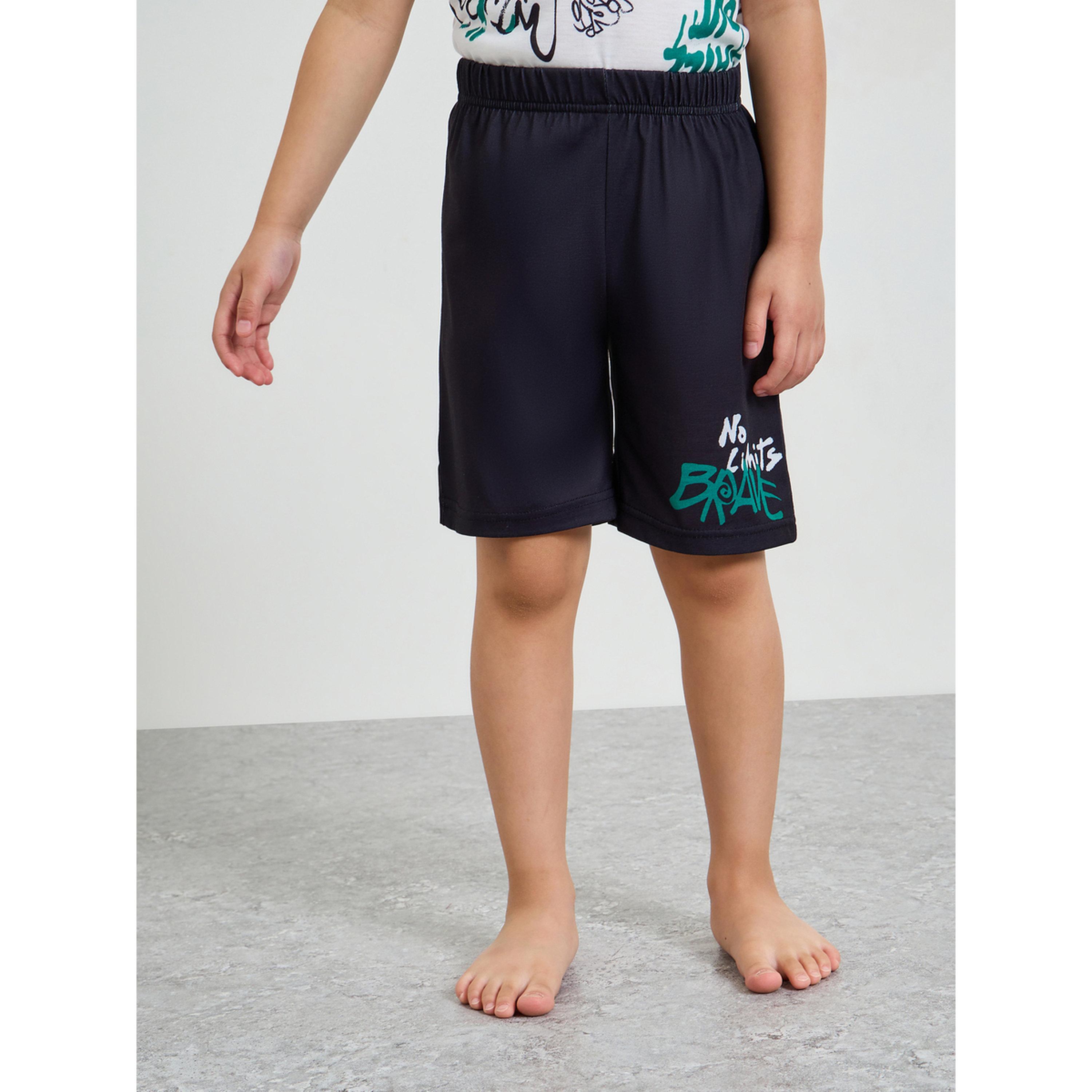 Styli Boys Graphic Print T-Shirt and Shorts Set-boys-clothing-nightwear-image-4
