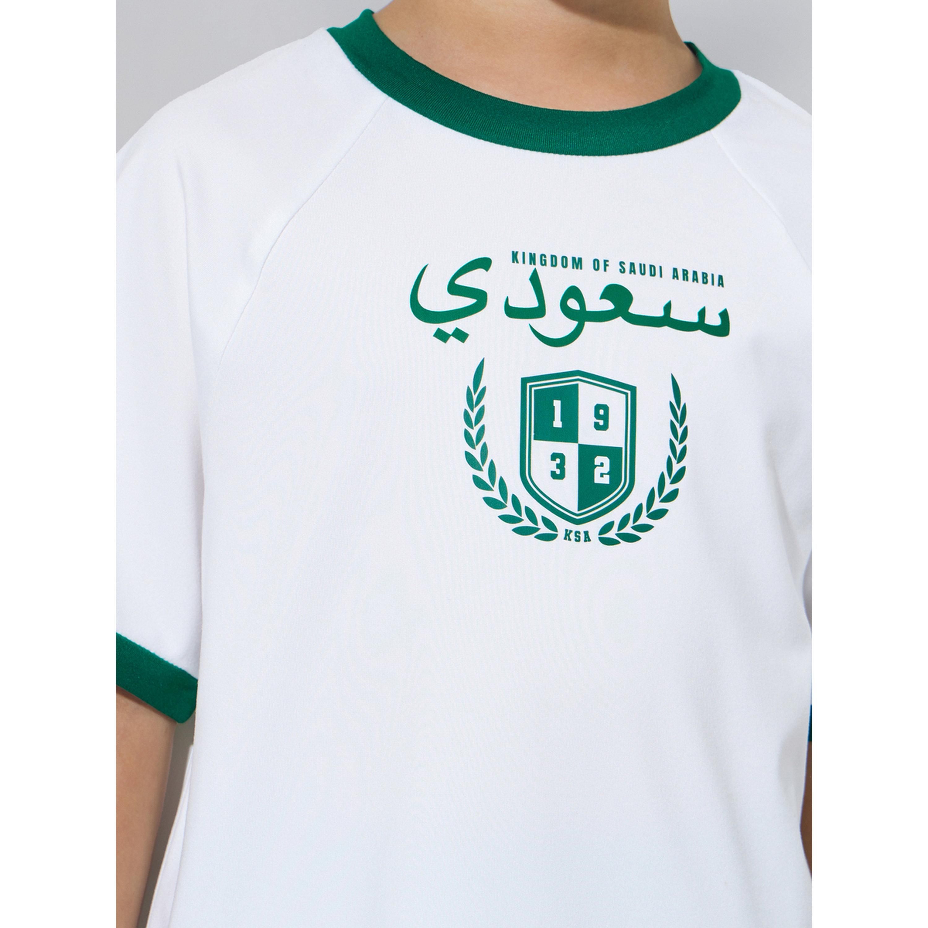 Styli Boys White KSA National Day Print T-Shirt and Dark Green Shorts Set-boys-clothing-setsandcoords-image-7