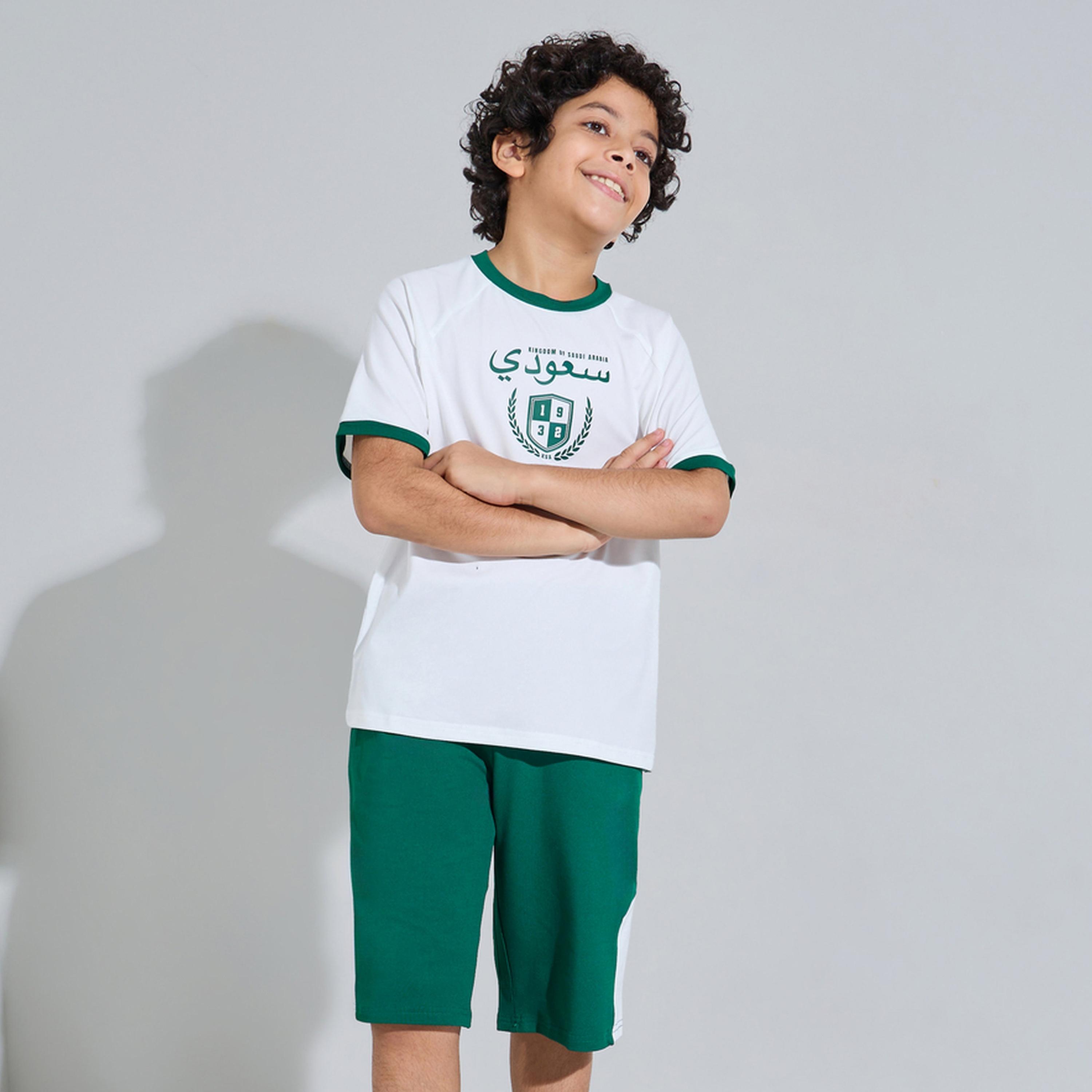 Styli Teen Boys KSA National Day Print Oversized T-Shirt and Shorts Set-boys-clothing-setsandcoords-image-1