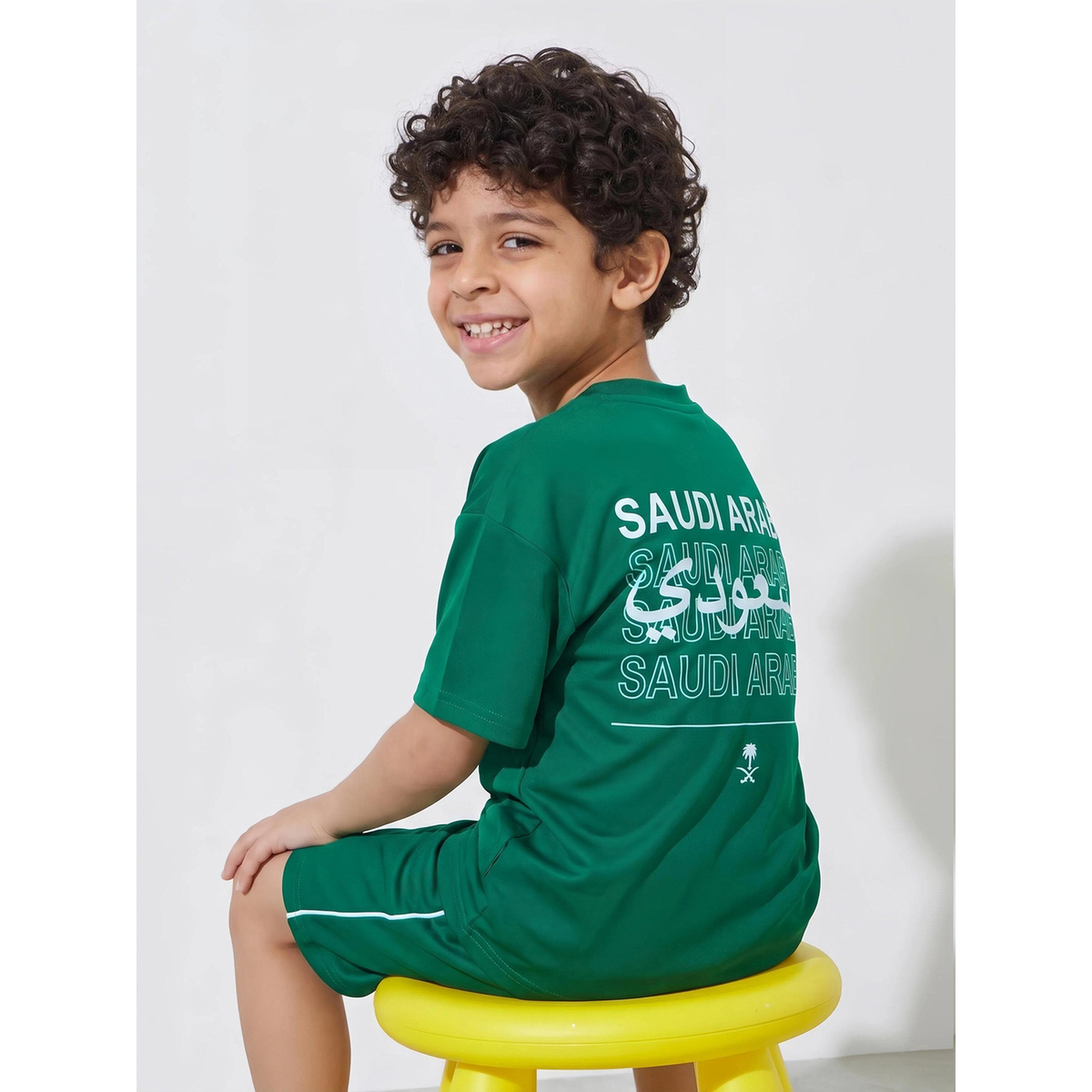 Styli Boys Dark Green KSA National Day print Oversized T-Shirt-boys-clothing-tshirtsandpolos-image-4