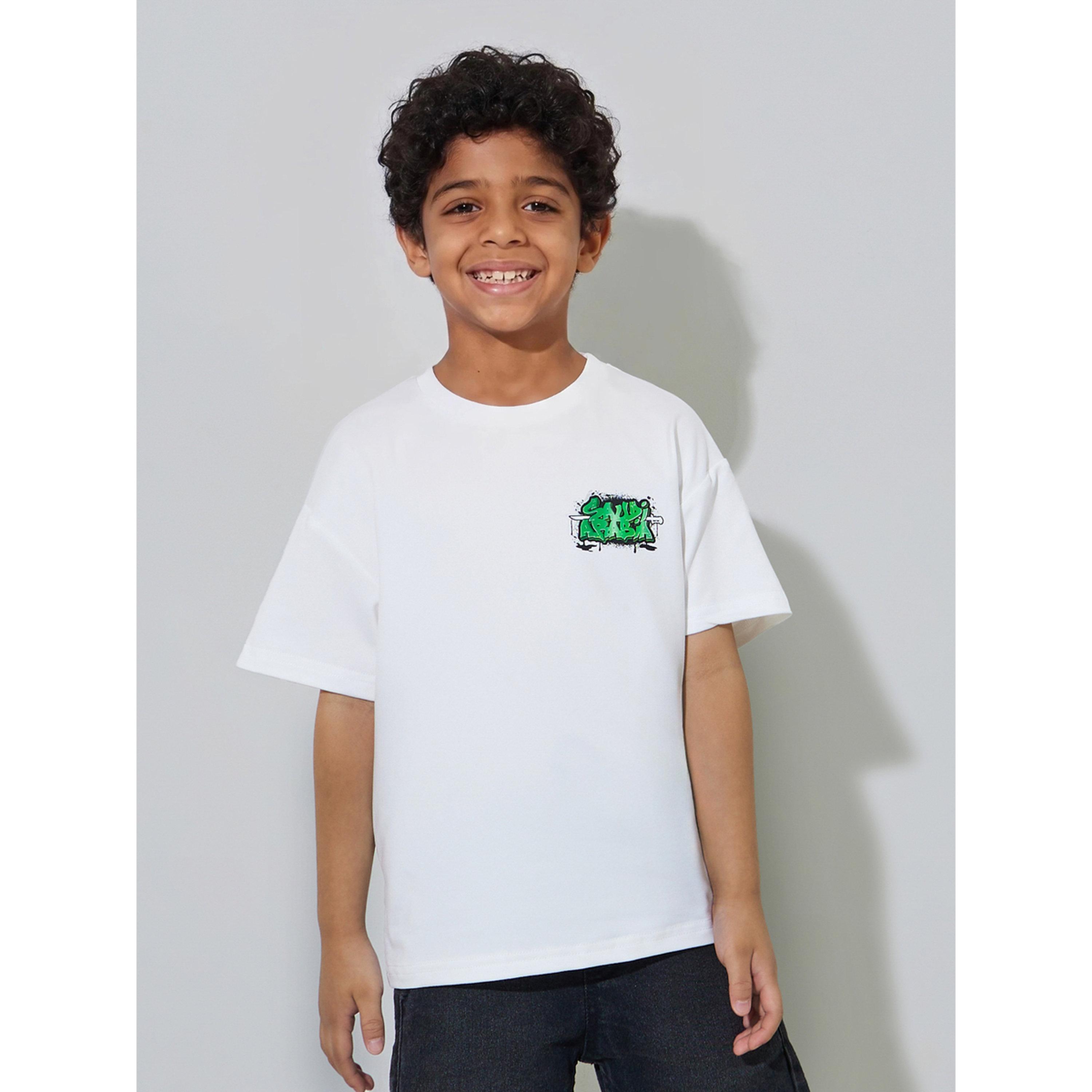 Styli Boys Off White Graphic Print Oversized T-Shirt-boys-clothing-tshirtsandpolos-image-1