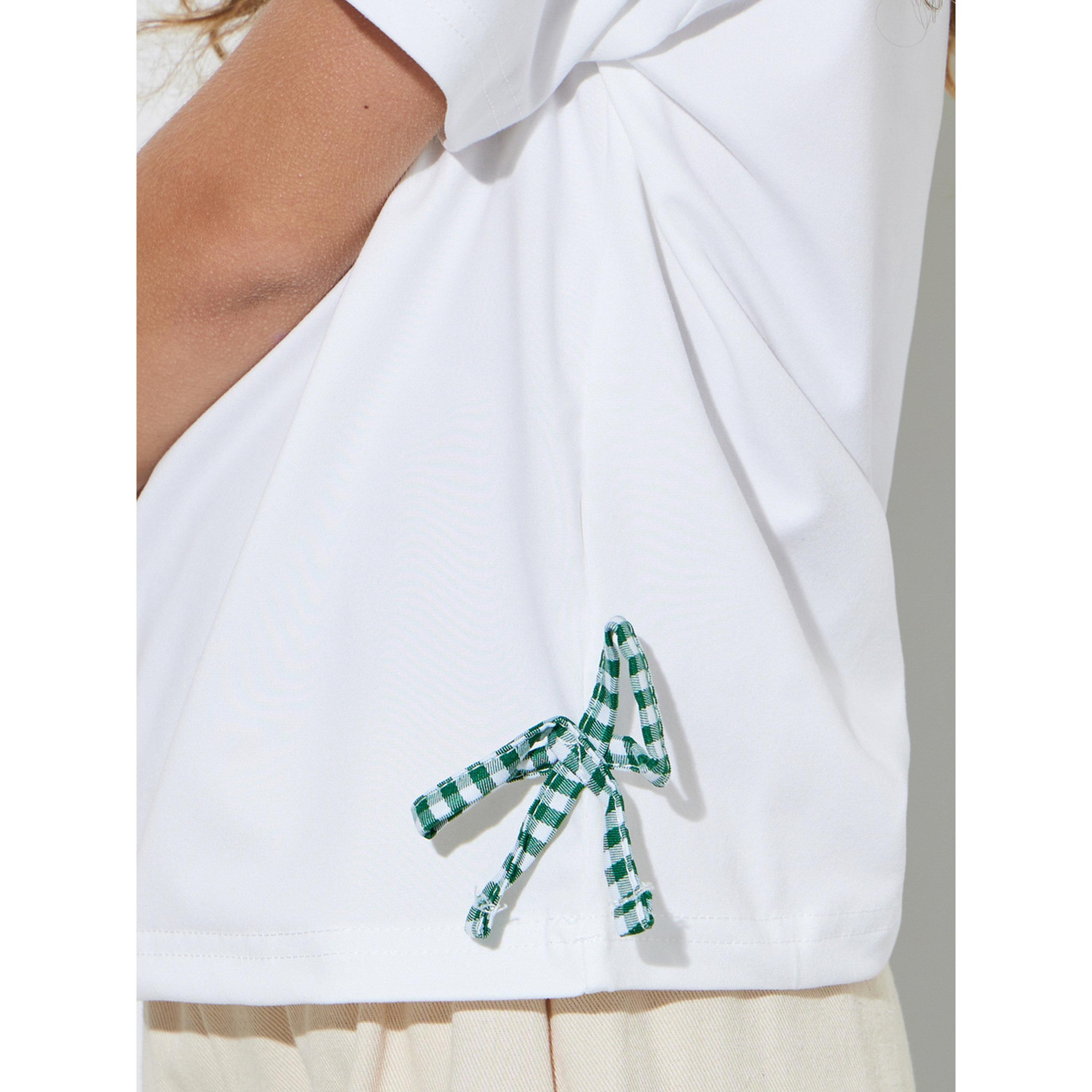 Styli Girls Off White KSA National Day Embroidered T-Shirt with Side Bows-girls-clothing-tshirts-image-5