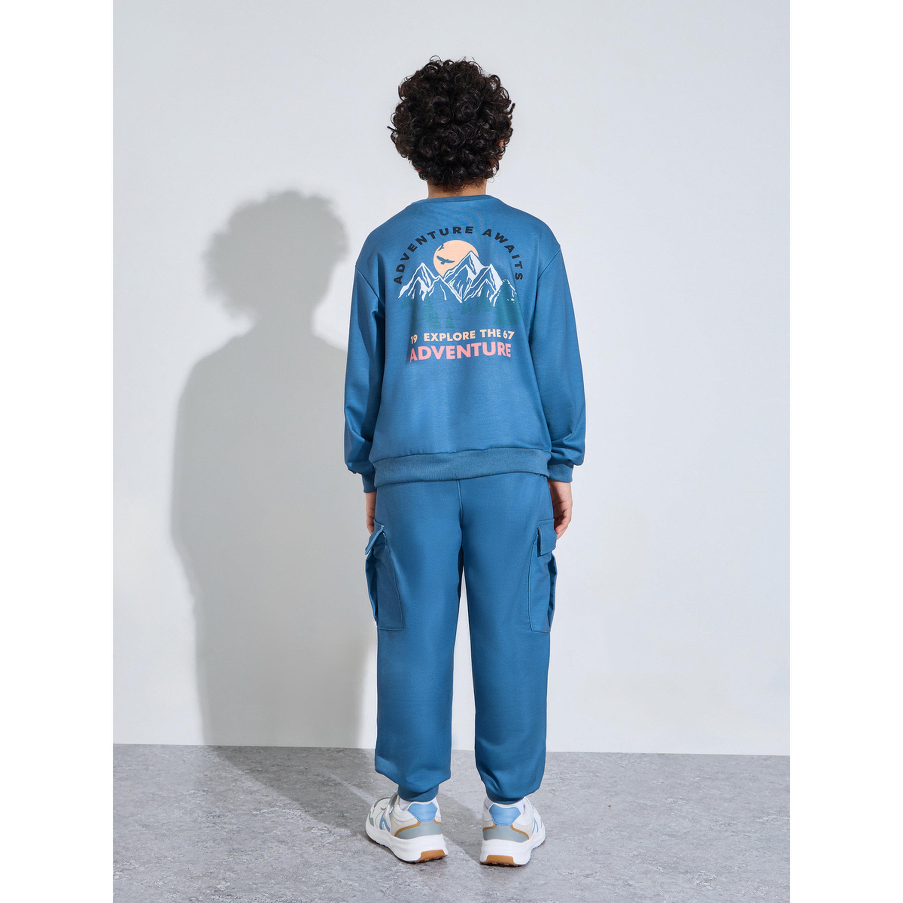 ستيلي طقم سويت شيرت أزرق بطبعة جرافيك وبنطلون جوغر بجيوب كارغو للأولاد المراهقين-boys-clothing-setsandcoords-image-4
