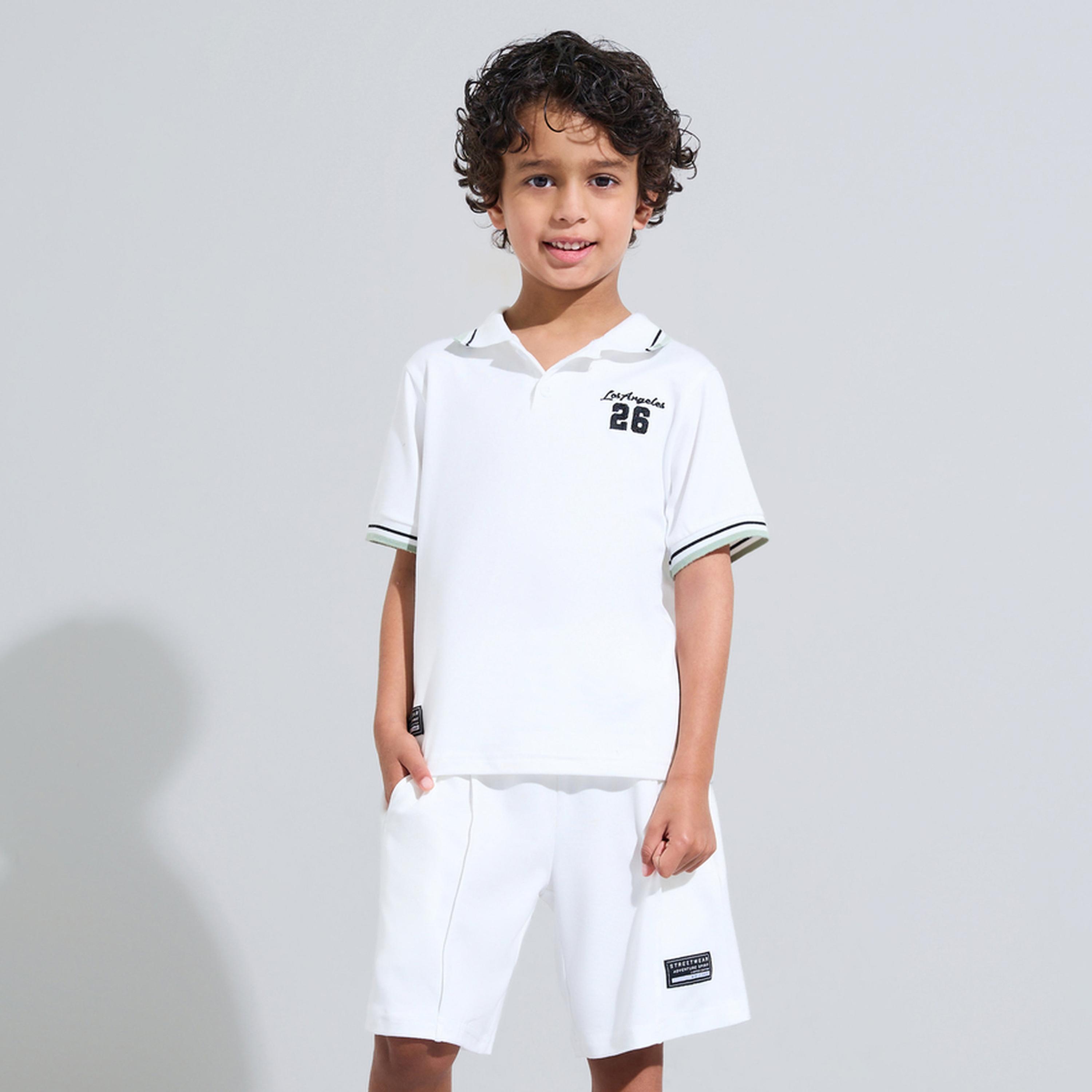 مجموعة من شورت وتيشيرت بولو بتفاصيل متباينة للأولاد-boys-clothing-setsandcoords-image-1