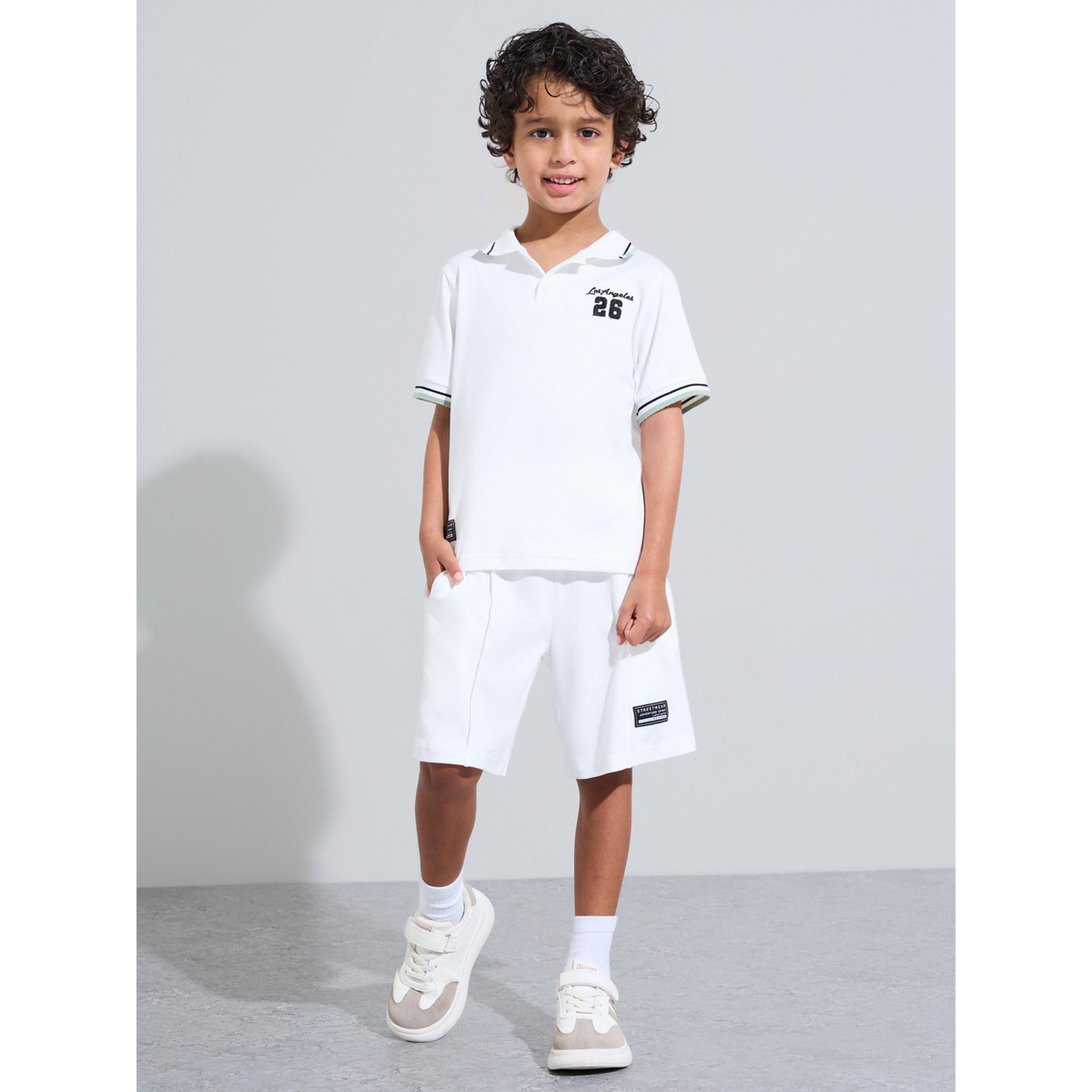 مجموعة من شورت وتيشيرت بولو بتفاصيل متباينة للأولاد-boys-clothing-setsandcoords-image-2