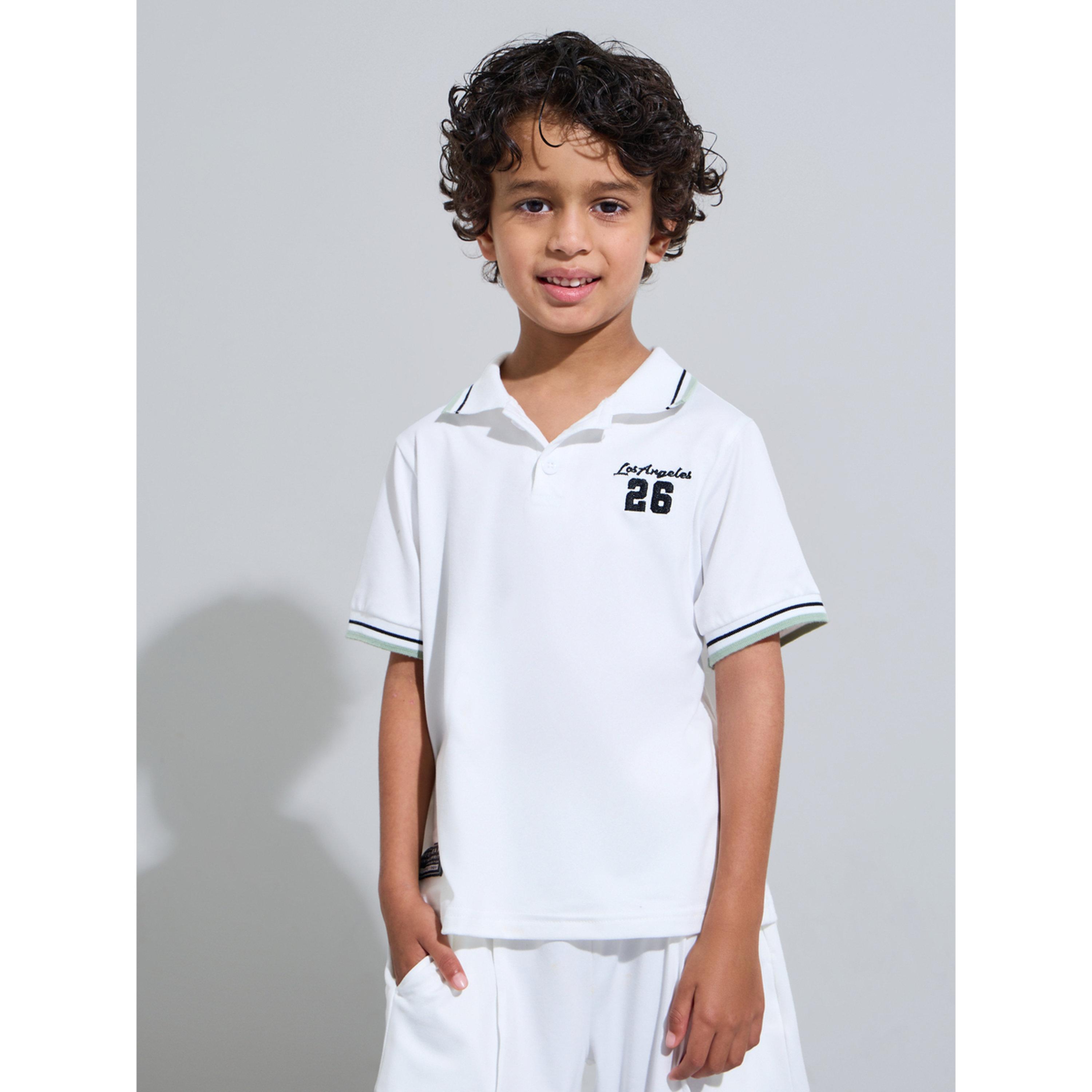 مجموعة من شورت وتيشيرت بولو بتفاصيل متباينة للأولاد-boys-clothing-setsandcoords-image-3