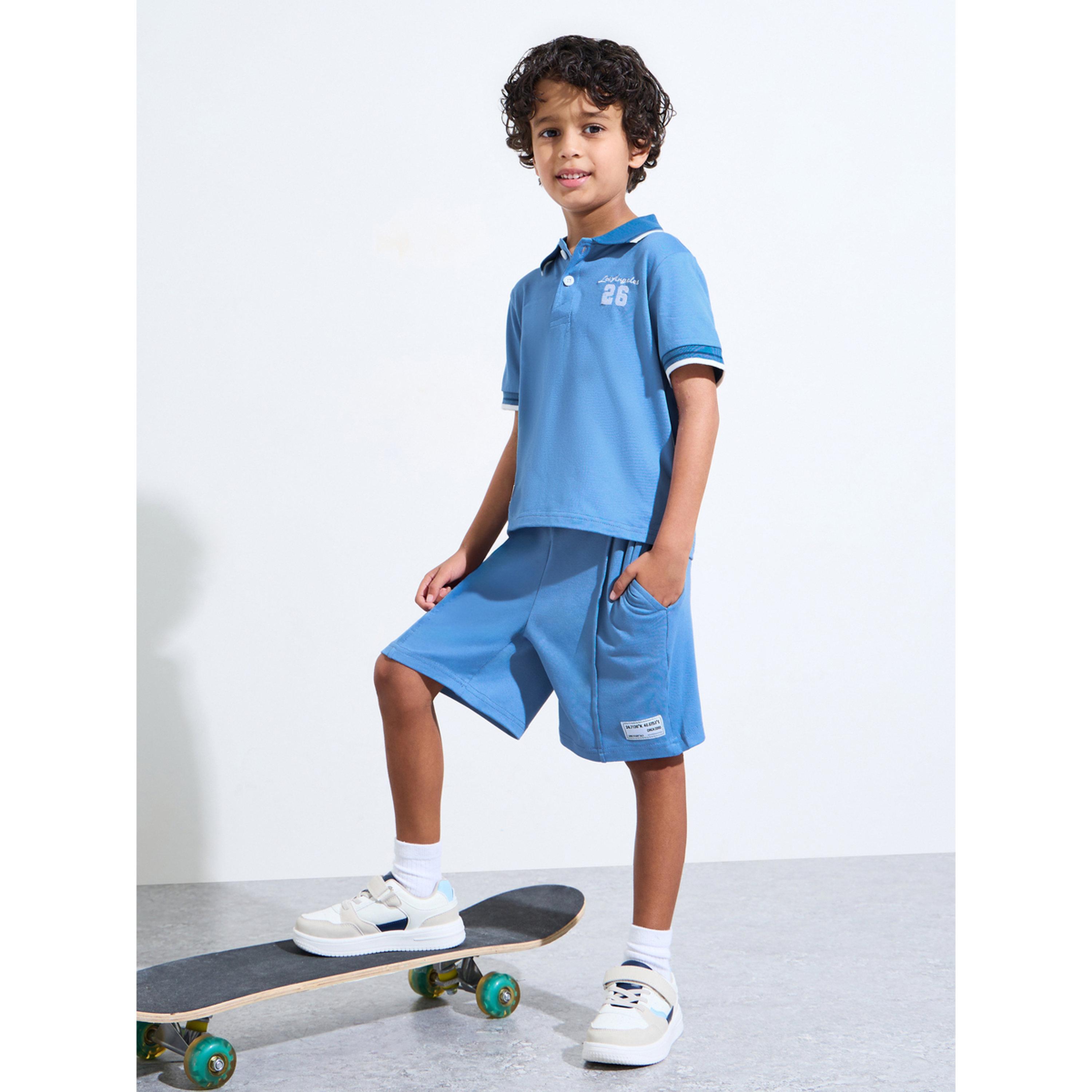 مجموعة من شورت وتيشيرت بولو بتفاصيل متباينة للأولاد-boys-clothing-setsandcoords-image-2