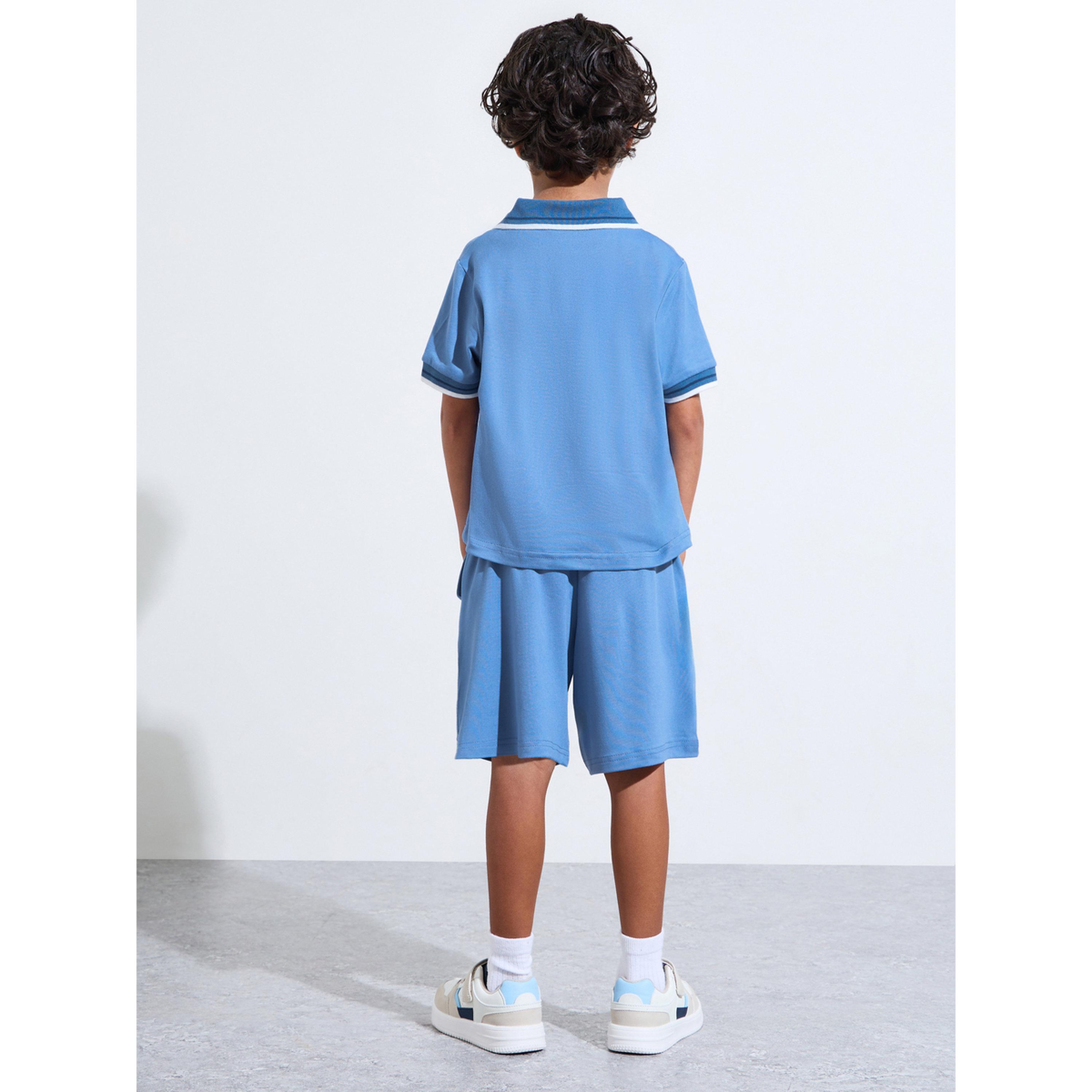 مجموعة من شورت وتيشيرت بولو بتفاصيل متباينة للأولاد-boys-clothing-setsandcoords-image-4